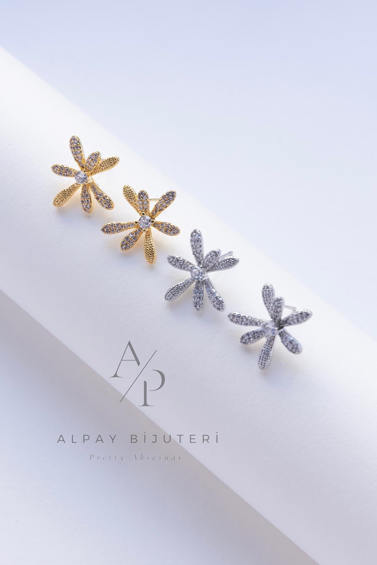 Zirkon Çiçek Küpe