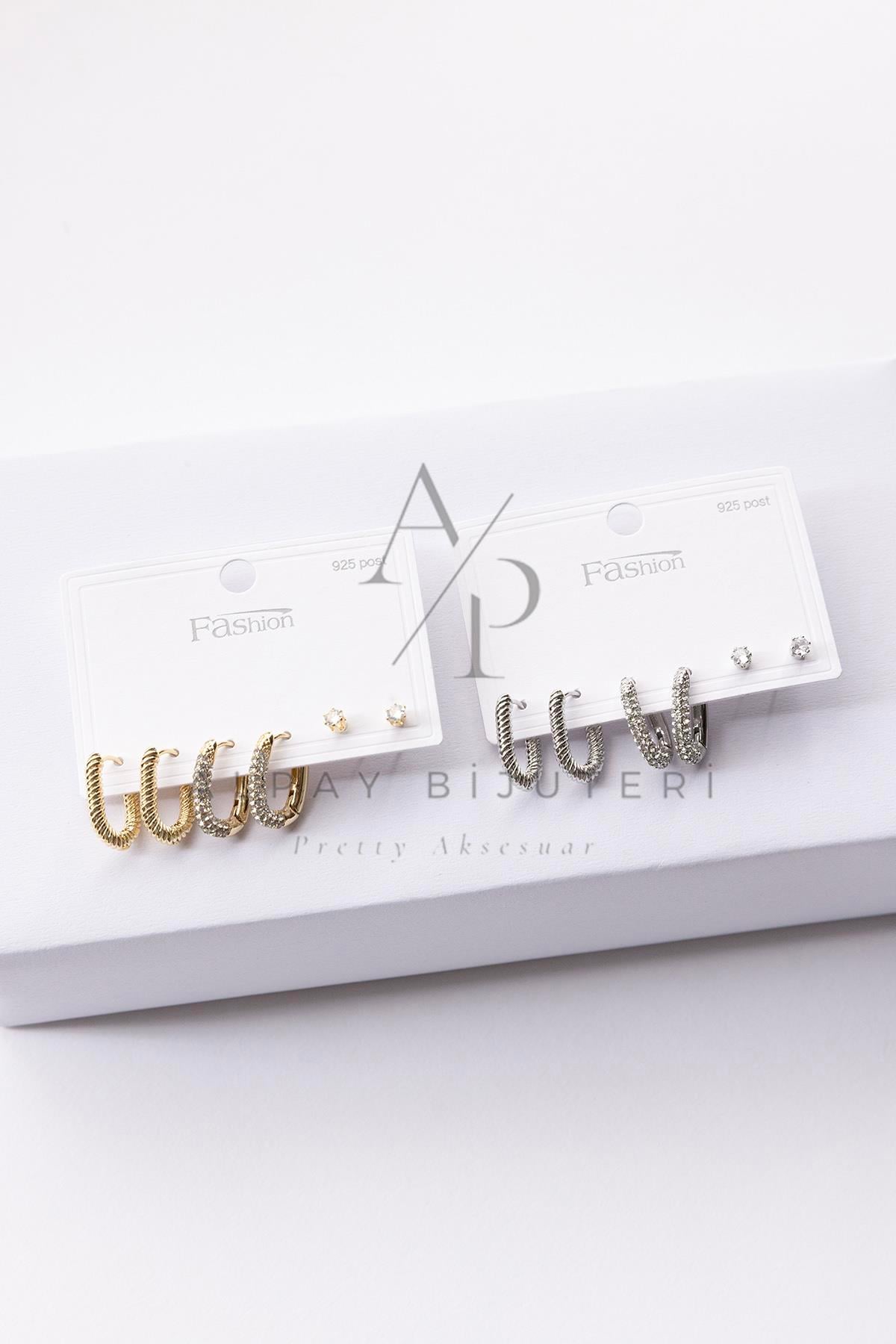 Altılı Şık Tasarım Küpe