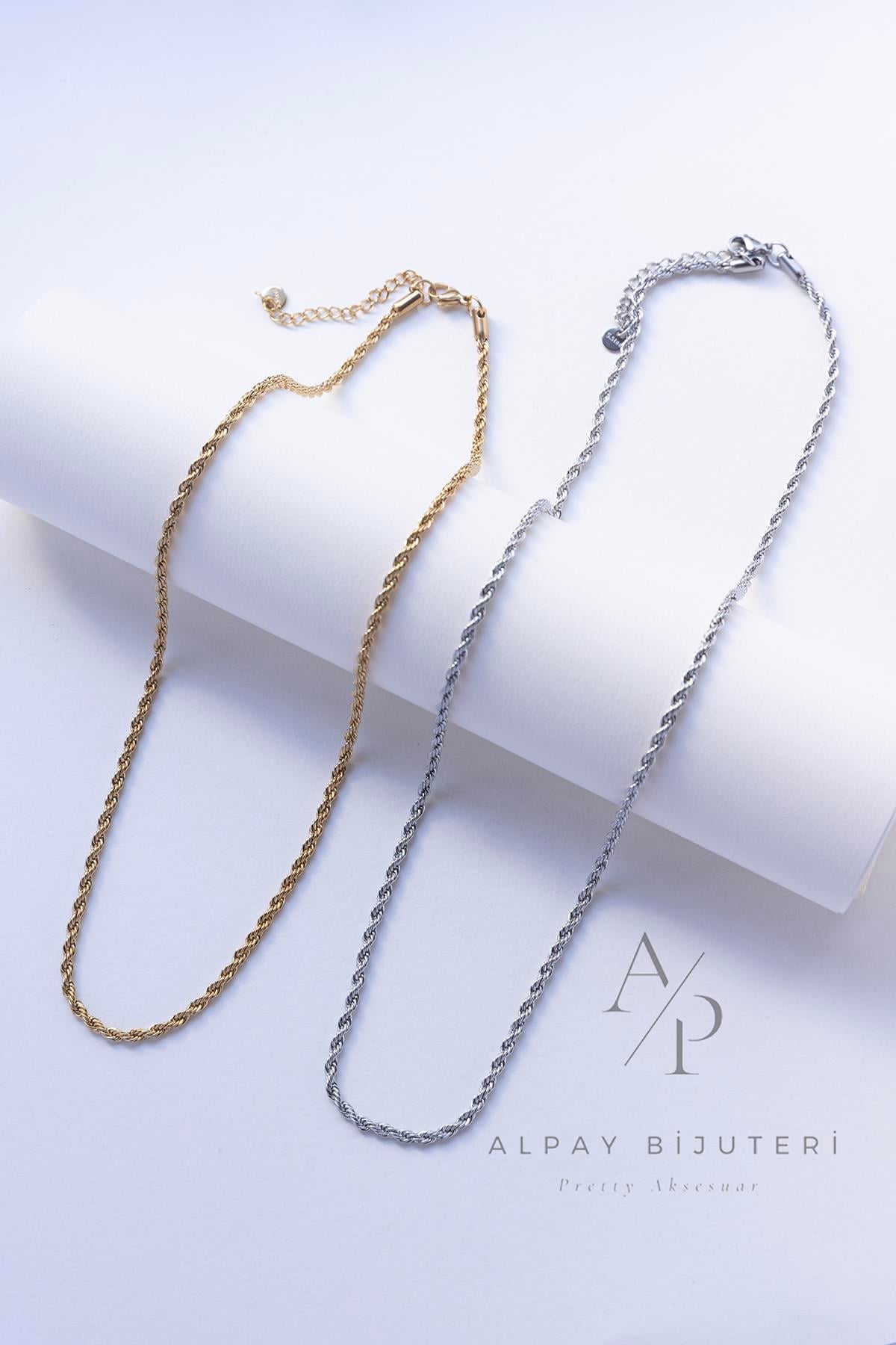 2 mm İnce Burgu Çelik Kolye