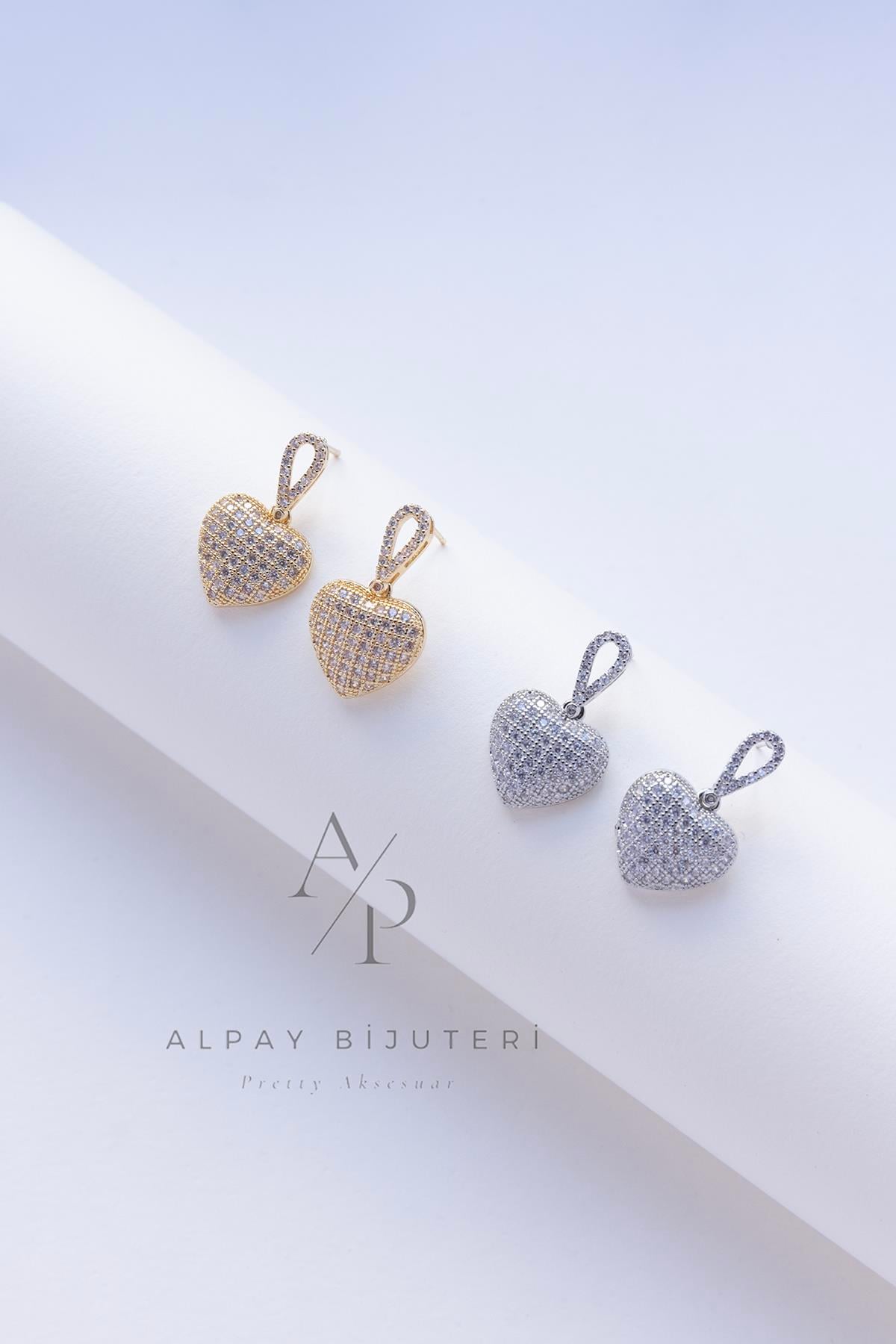 Zirkon Kalp Model Küpe