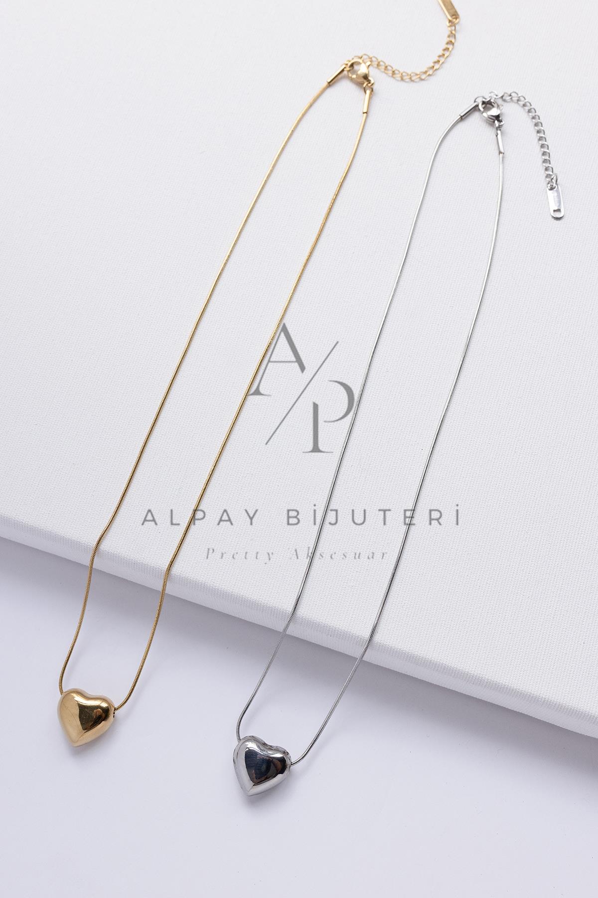 Kalp Model Çelik Kolye