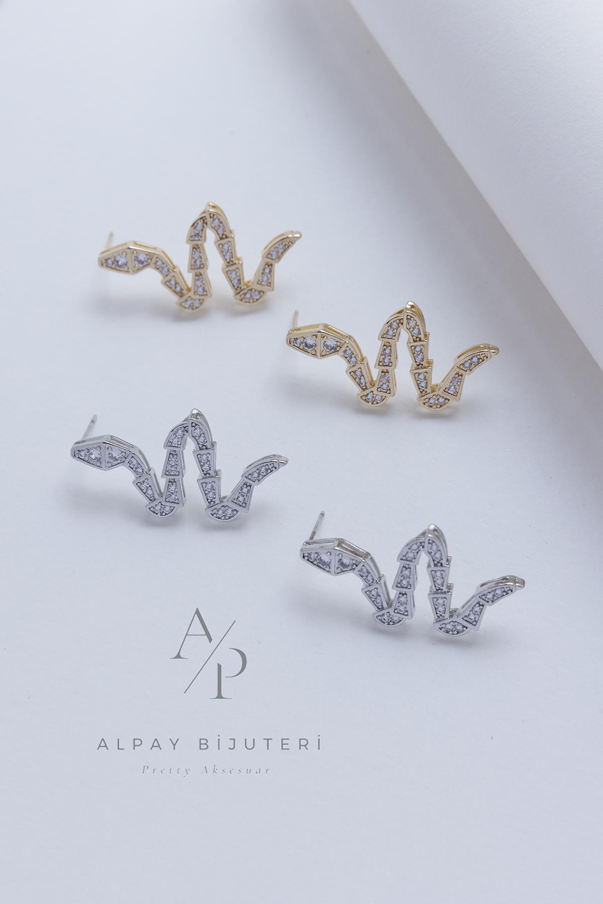 Zirkon Snake Model Küpe