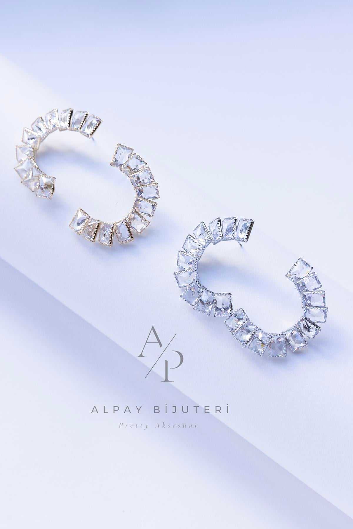 Zirkon Yarım Halka Küpe