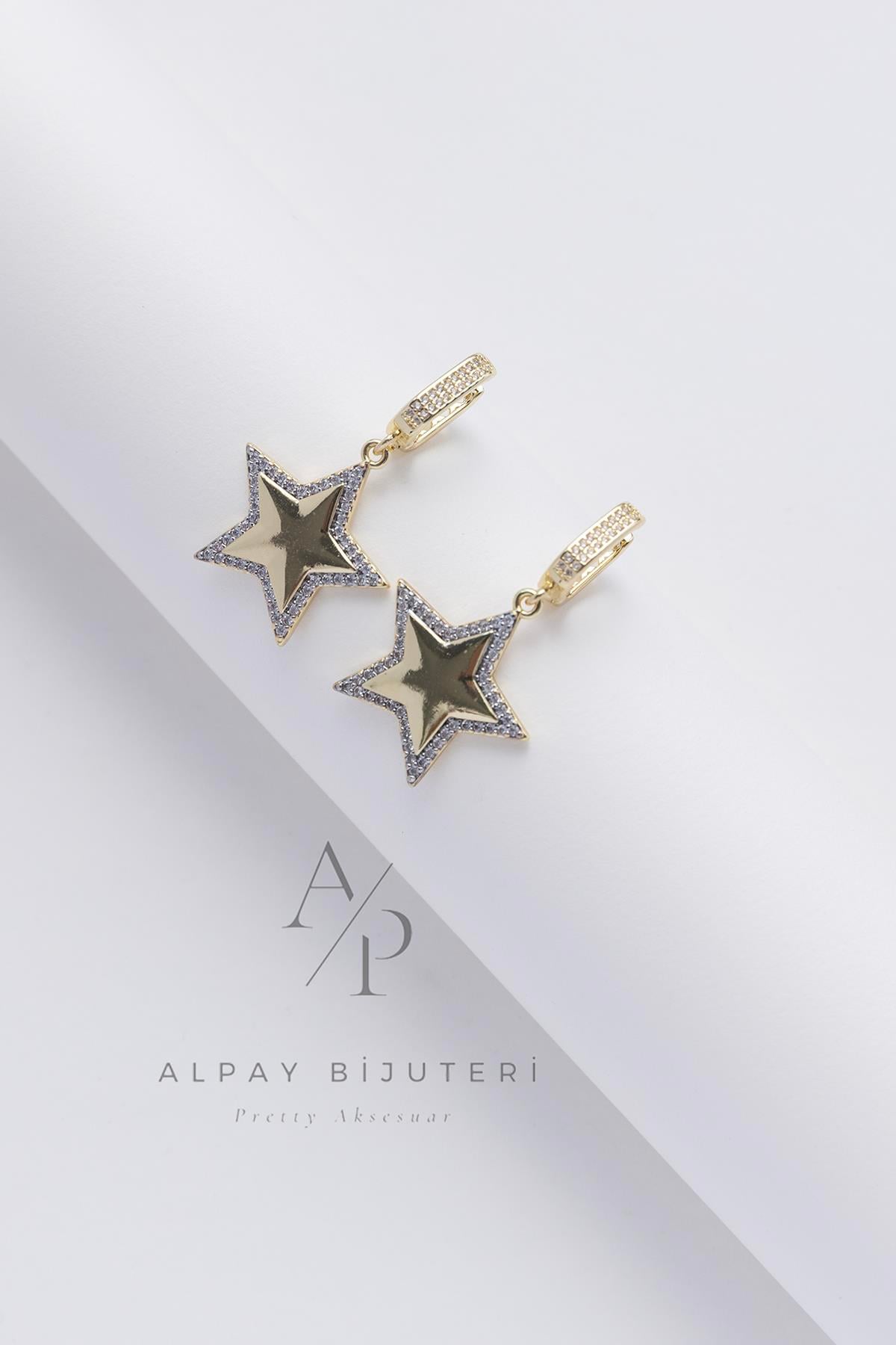 Zirkon Yıldız Sallantılı Küpe