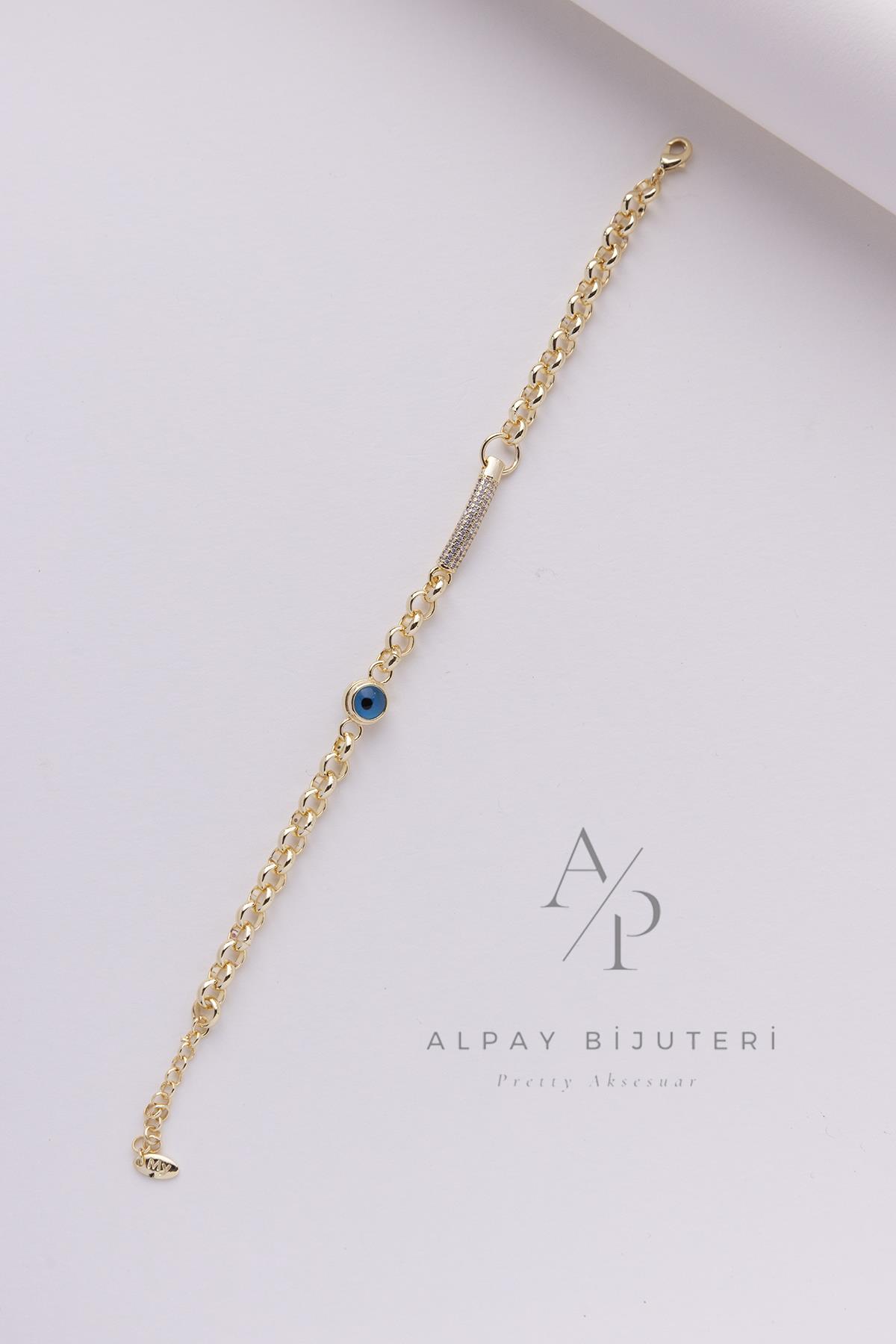 VIP Altın Mavi Bileklik