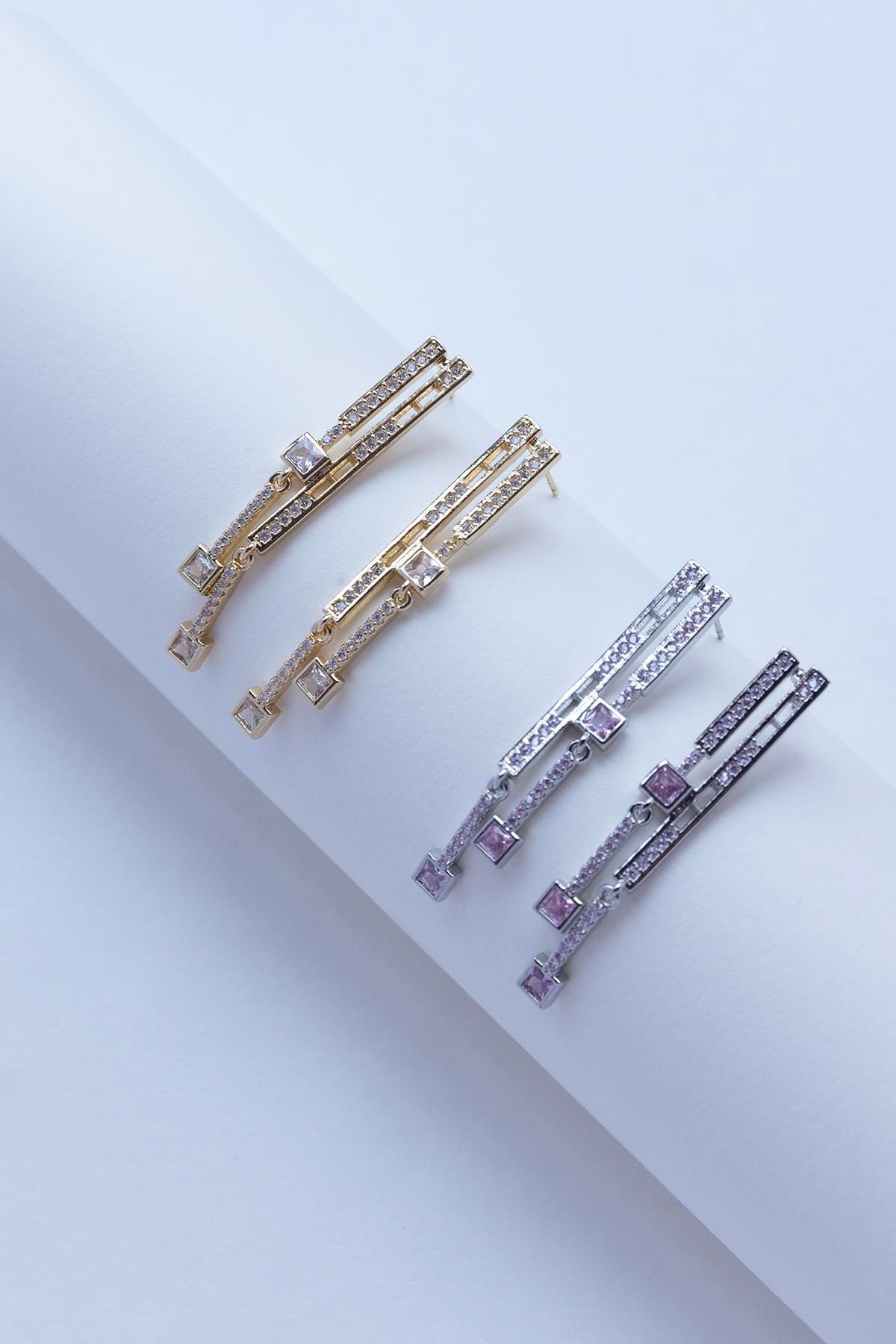 Zirkon Taş Sallantılı Küpe