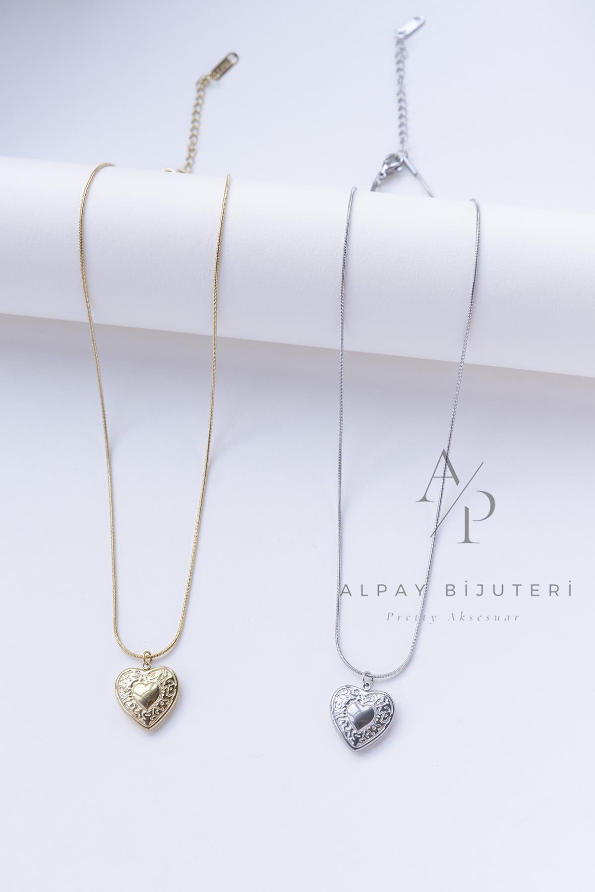 Kalp Model Çelik Kolye