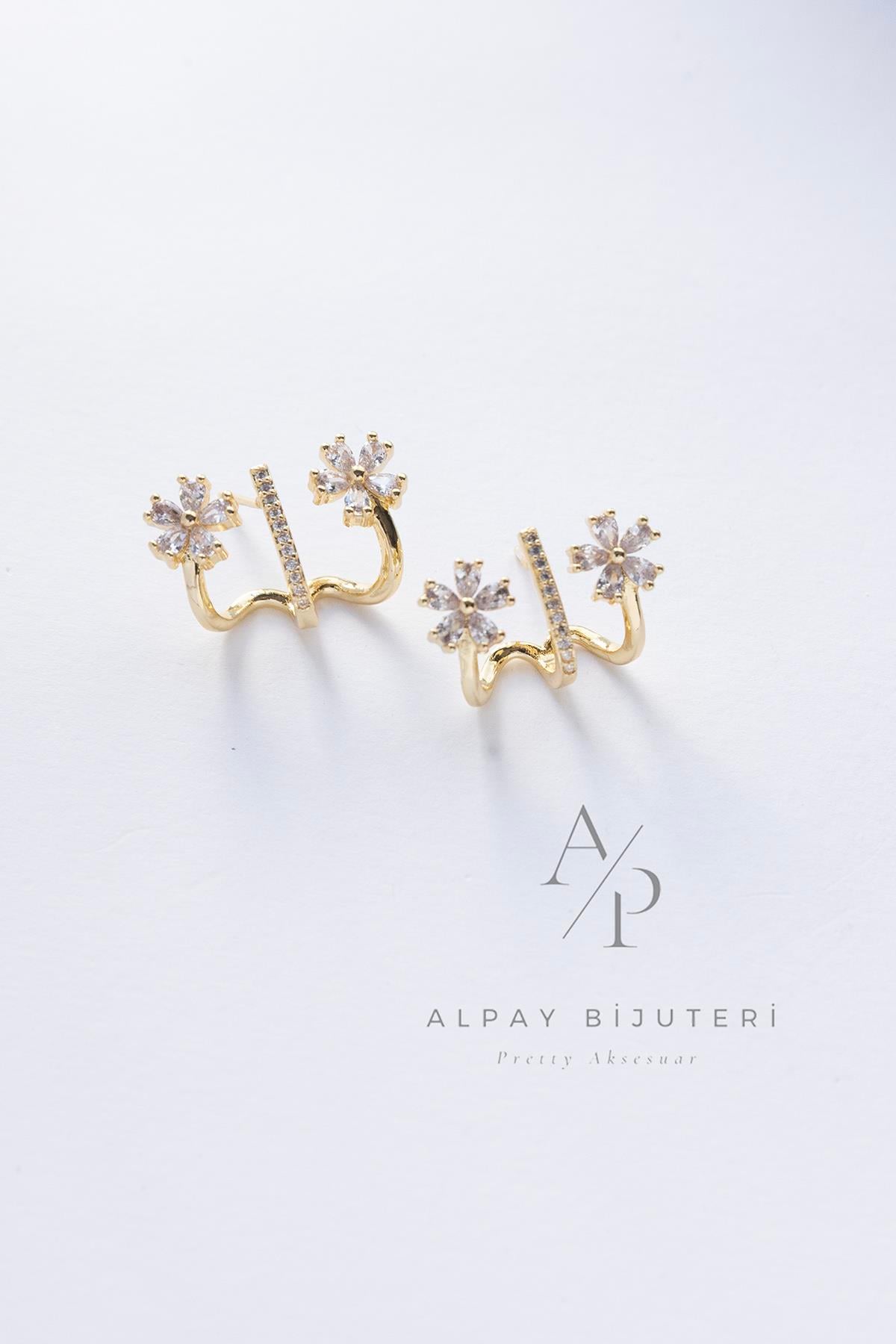 Zirkon Çiçek Detay Küpe