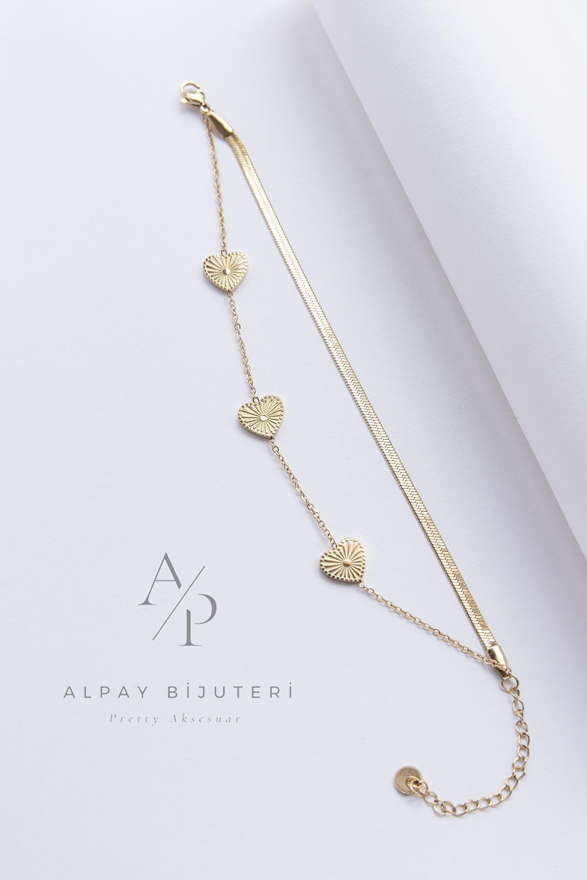 Kalp Model Çelik Bileklik