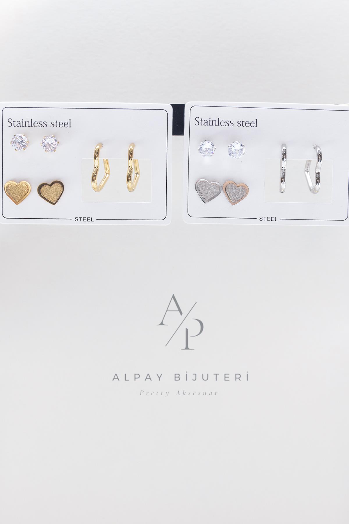 Altılı Çelik Küpe