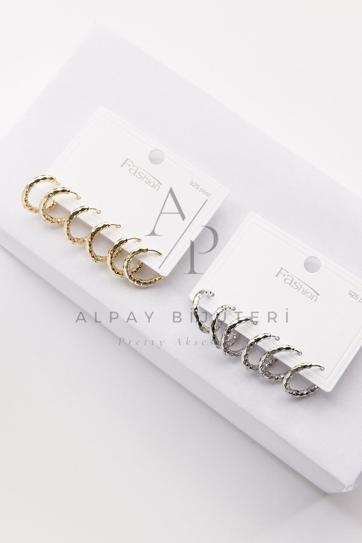 Altılı Şık Tasarım Küpe