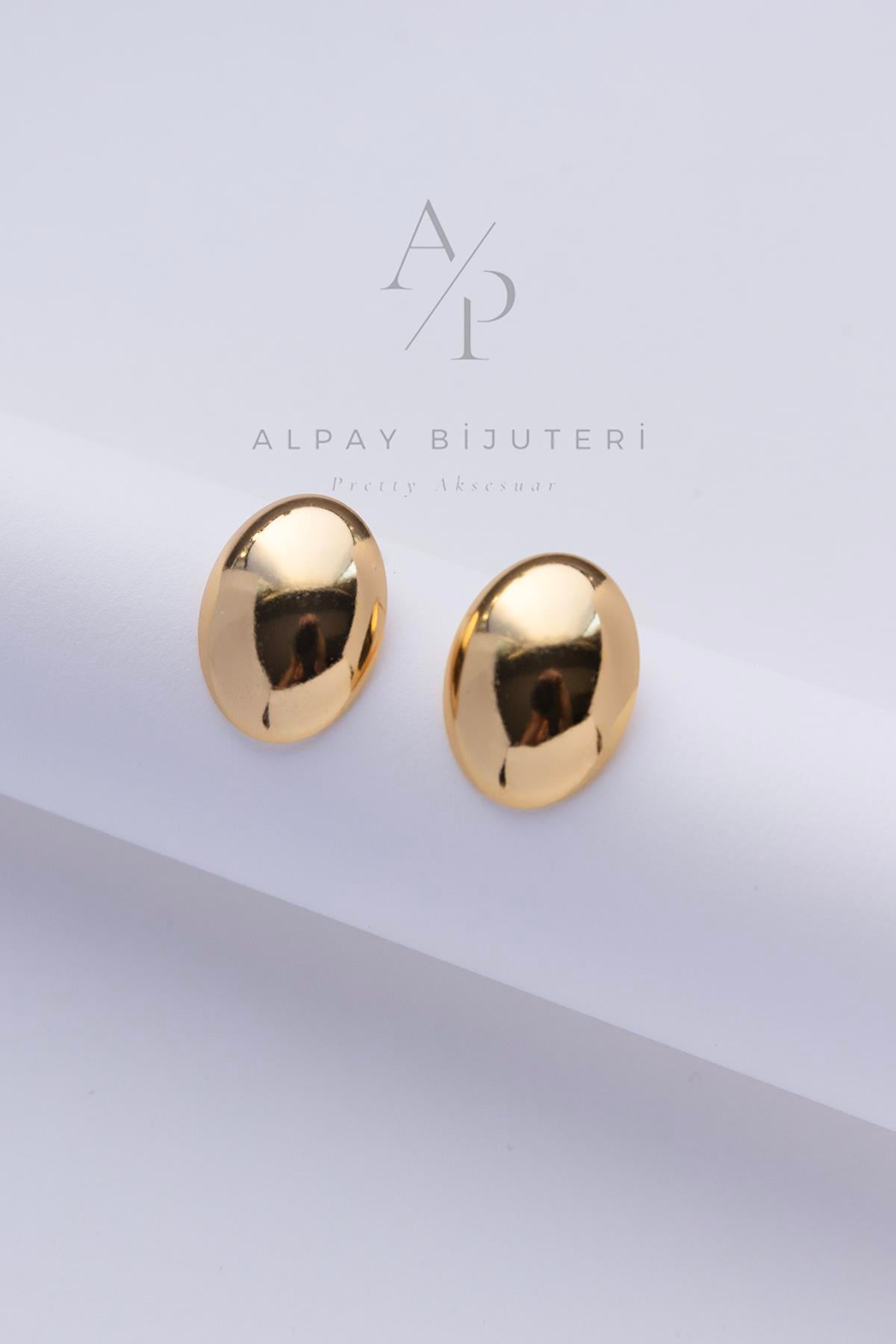 Oval Gold Çelik Küpe