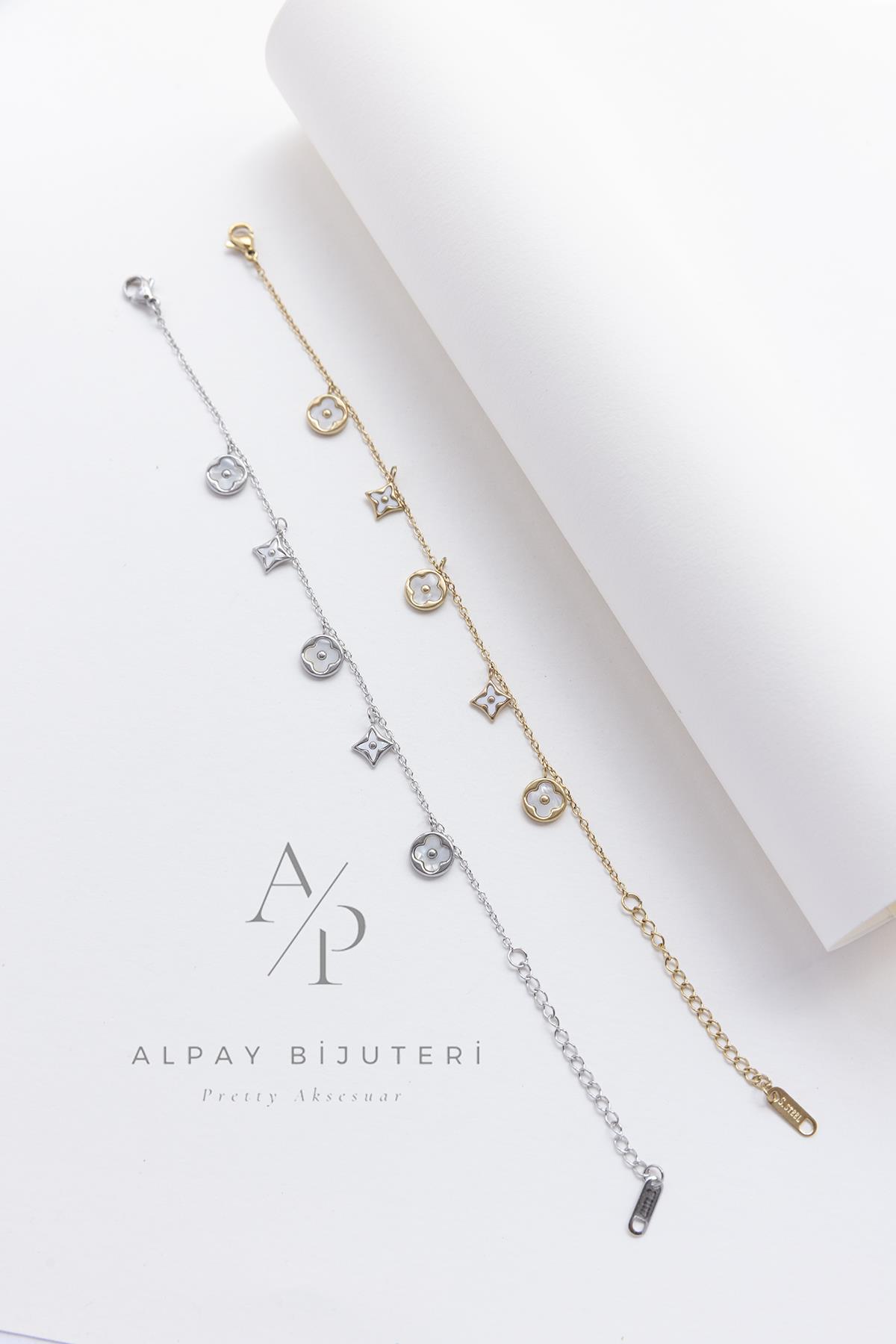 Çiçek Model Çelik Bileklik