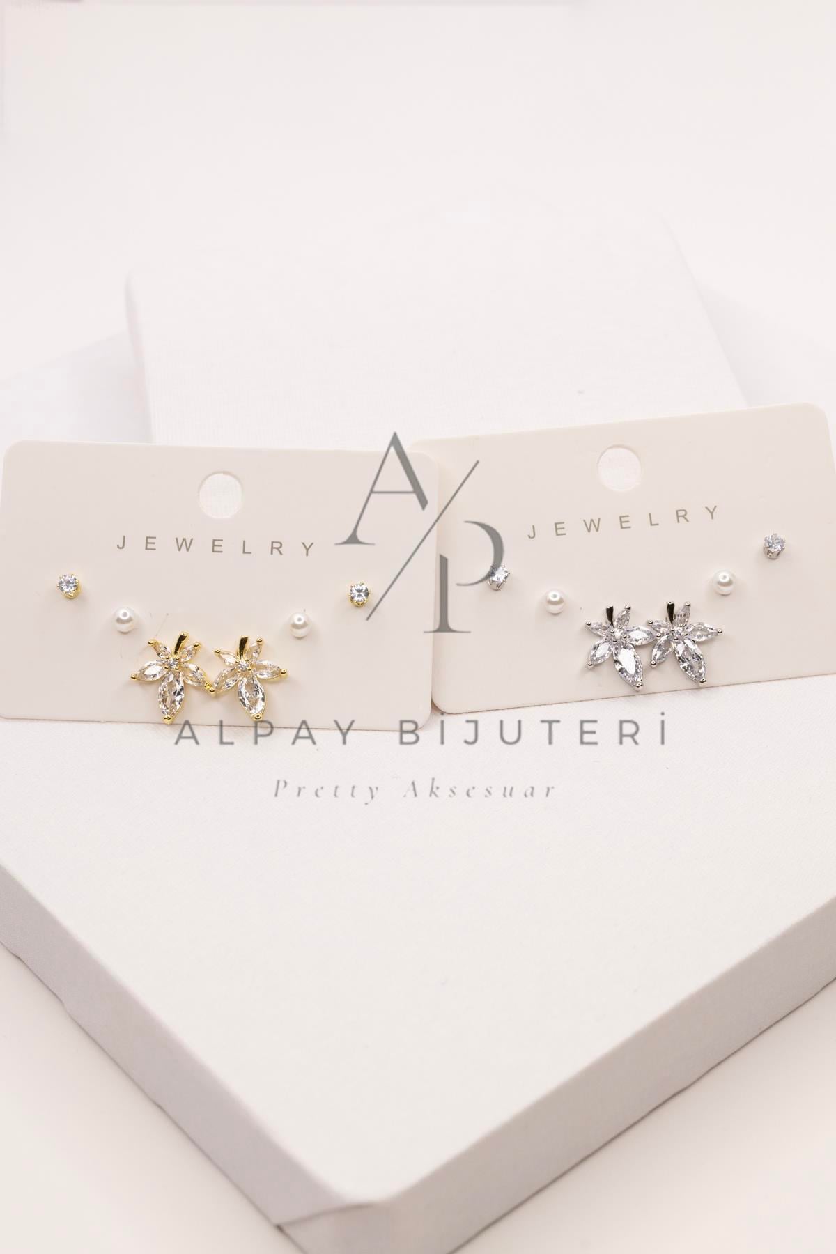 Altılı Şık Tasarım Küpe