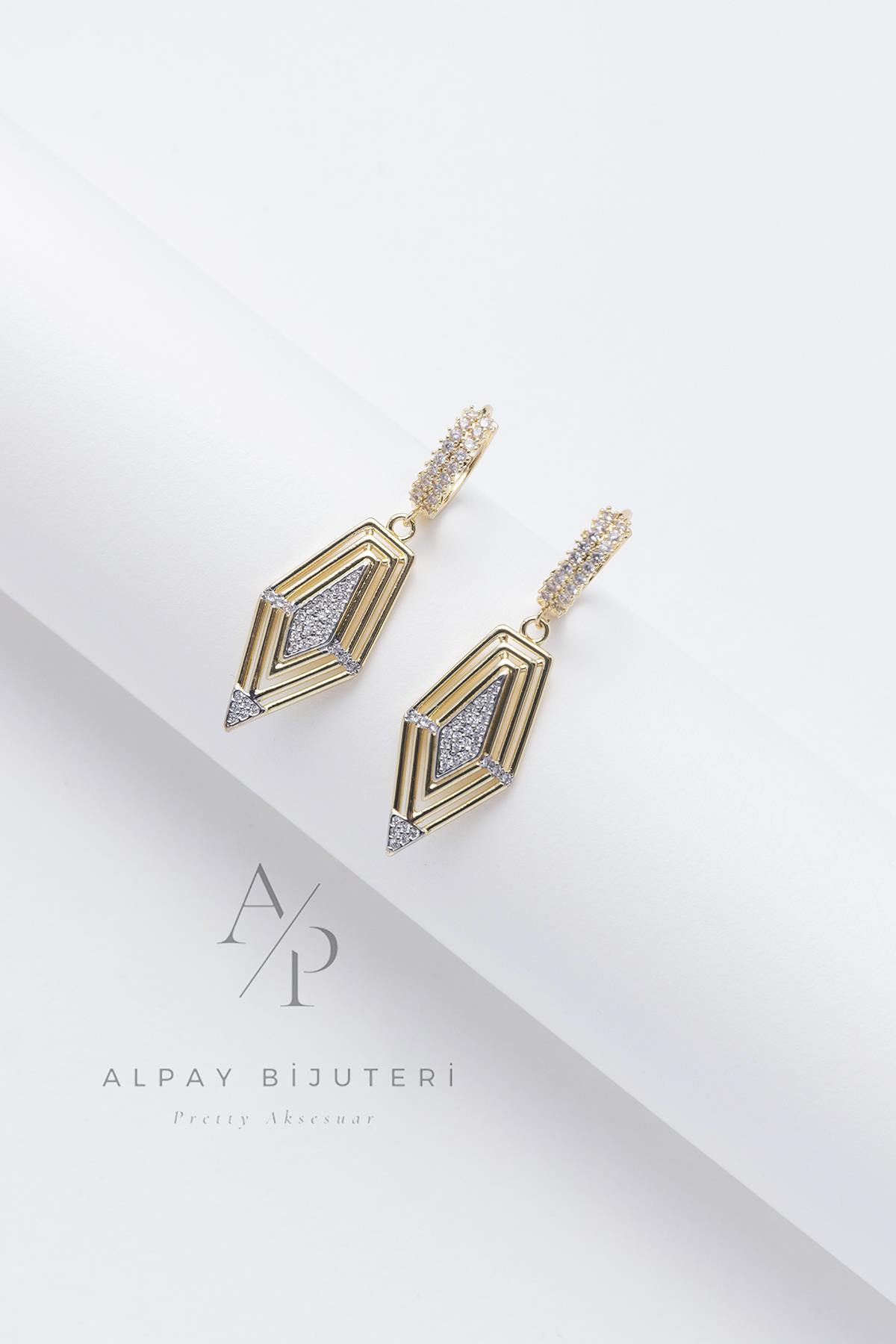 Zirkon Beşgen Küpe