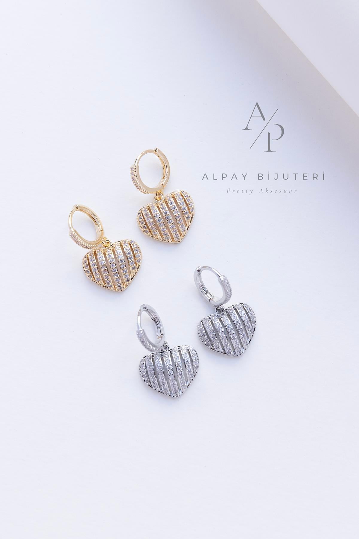 Zirkon Kalp Model Küpe