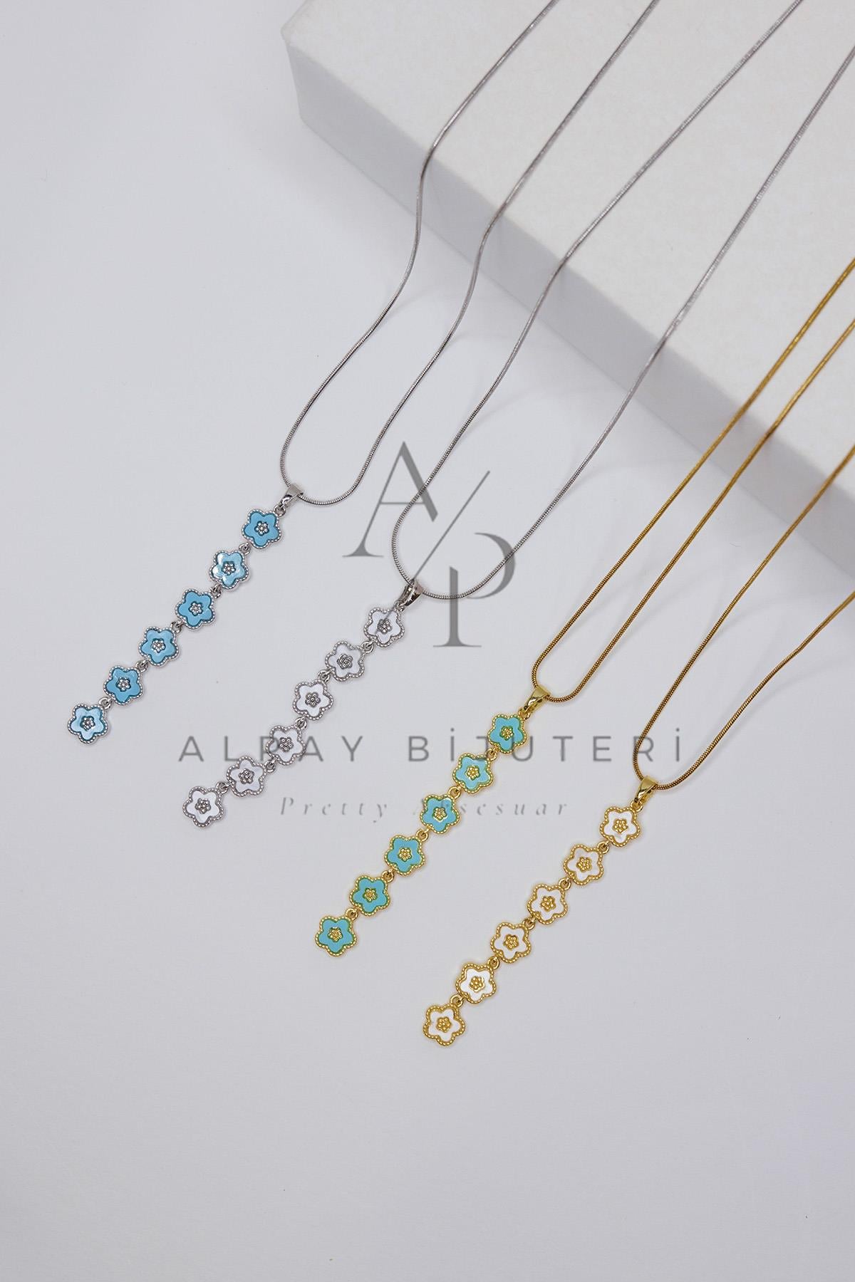 Çiçek Y Model Çelik Kolye