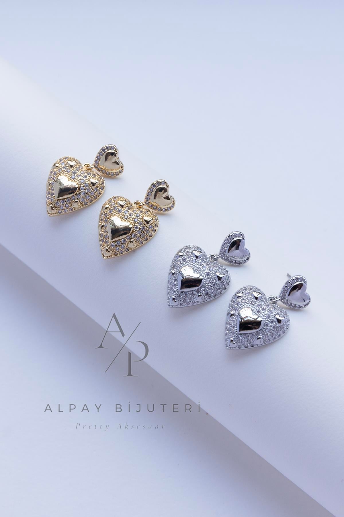 Zirkon Kalp Model Küpe