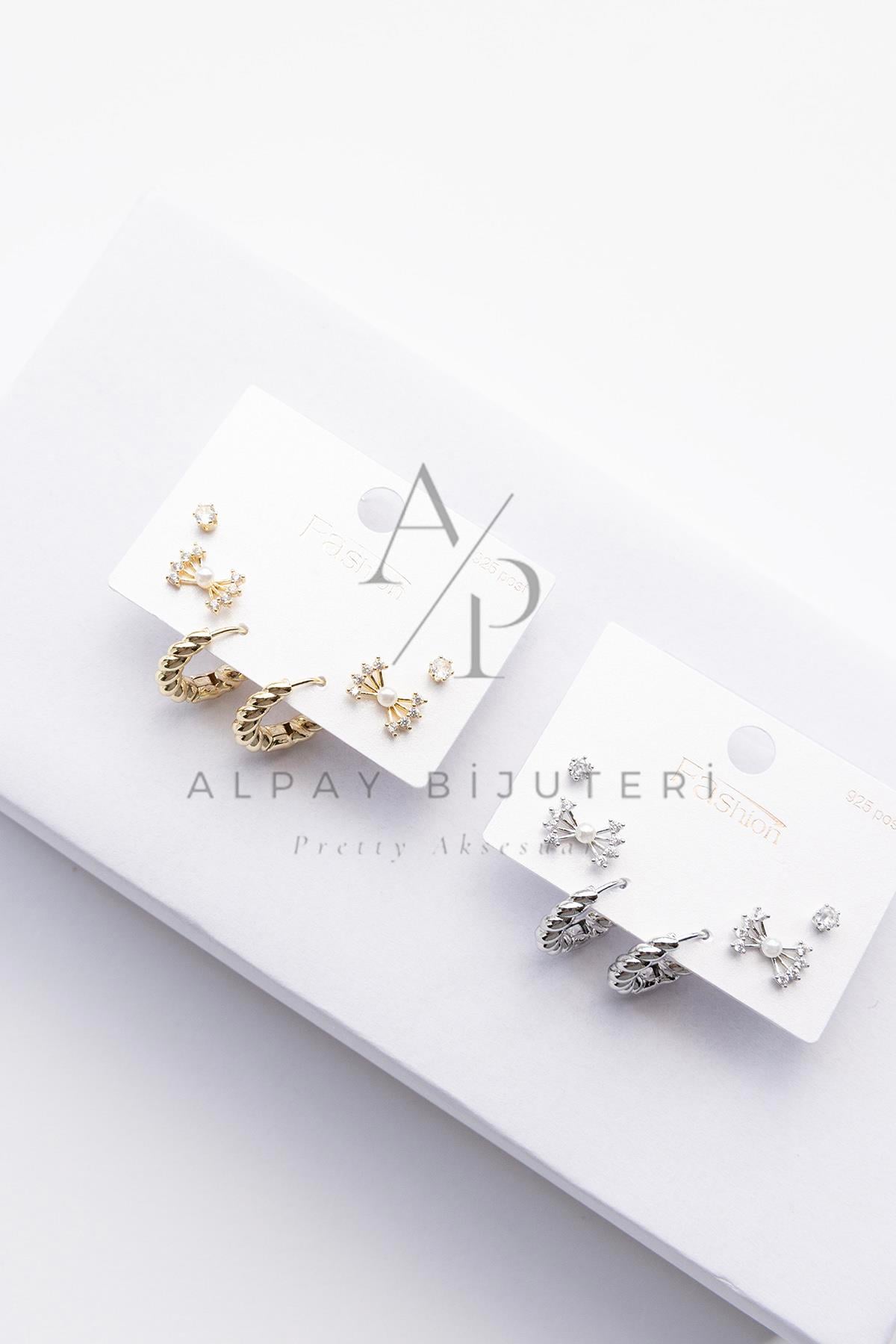 Altılı Şık Tasarım Küpe