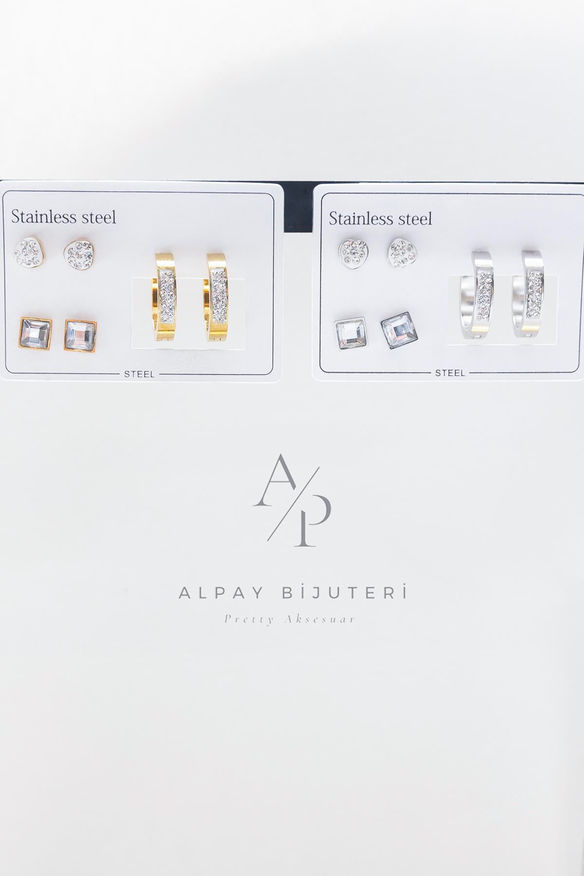 Altılı Çelik Küpe