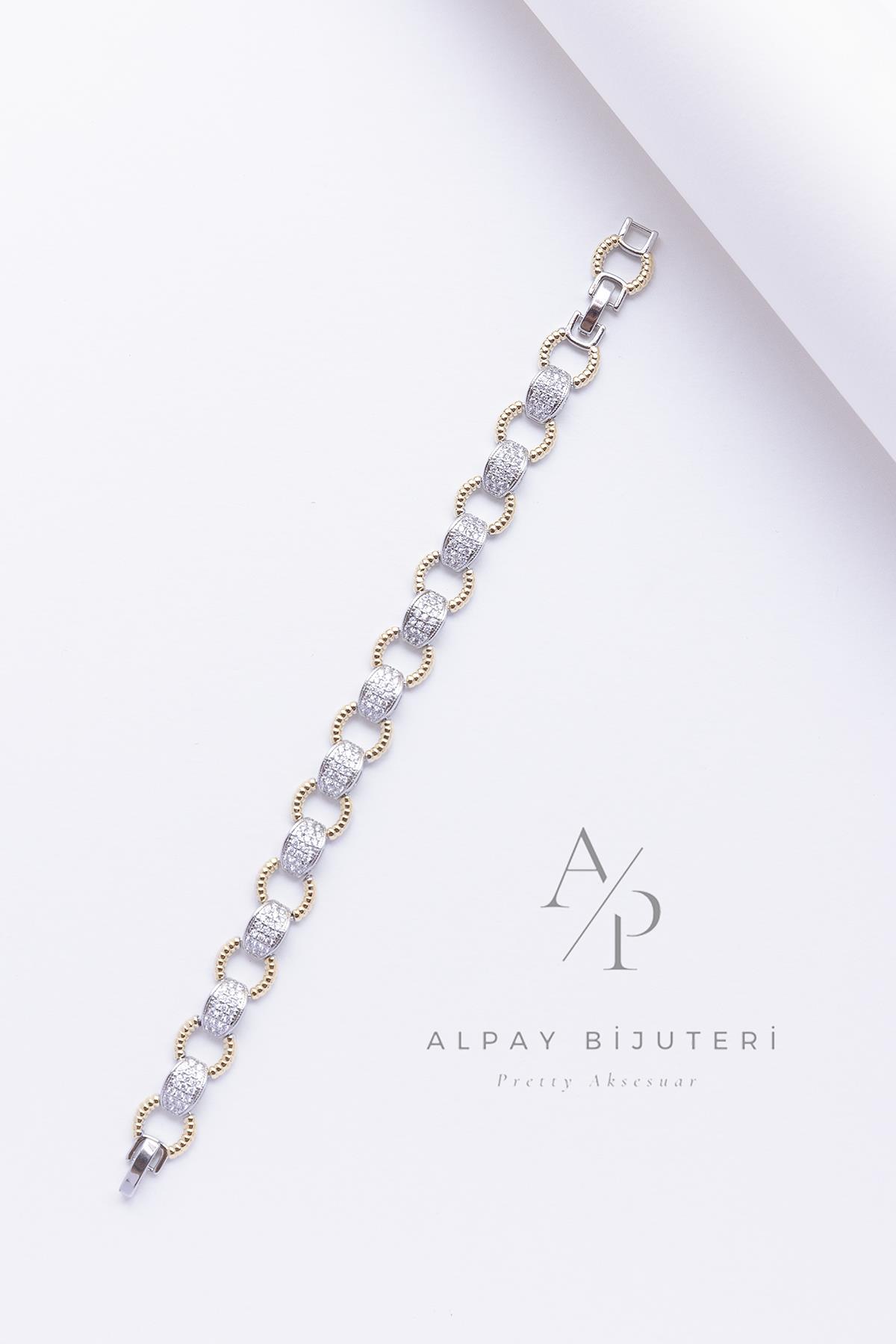 VIP Zirkon Gold Halka Bileklik