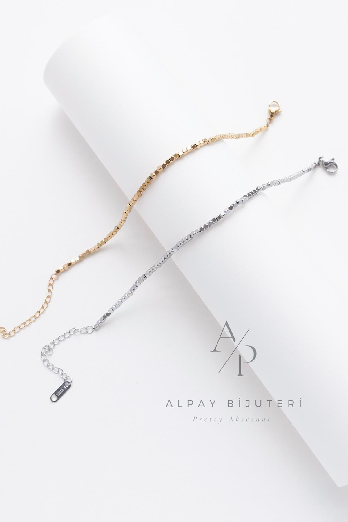 Küp Dizilim Şık Çelik Bileklik