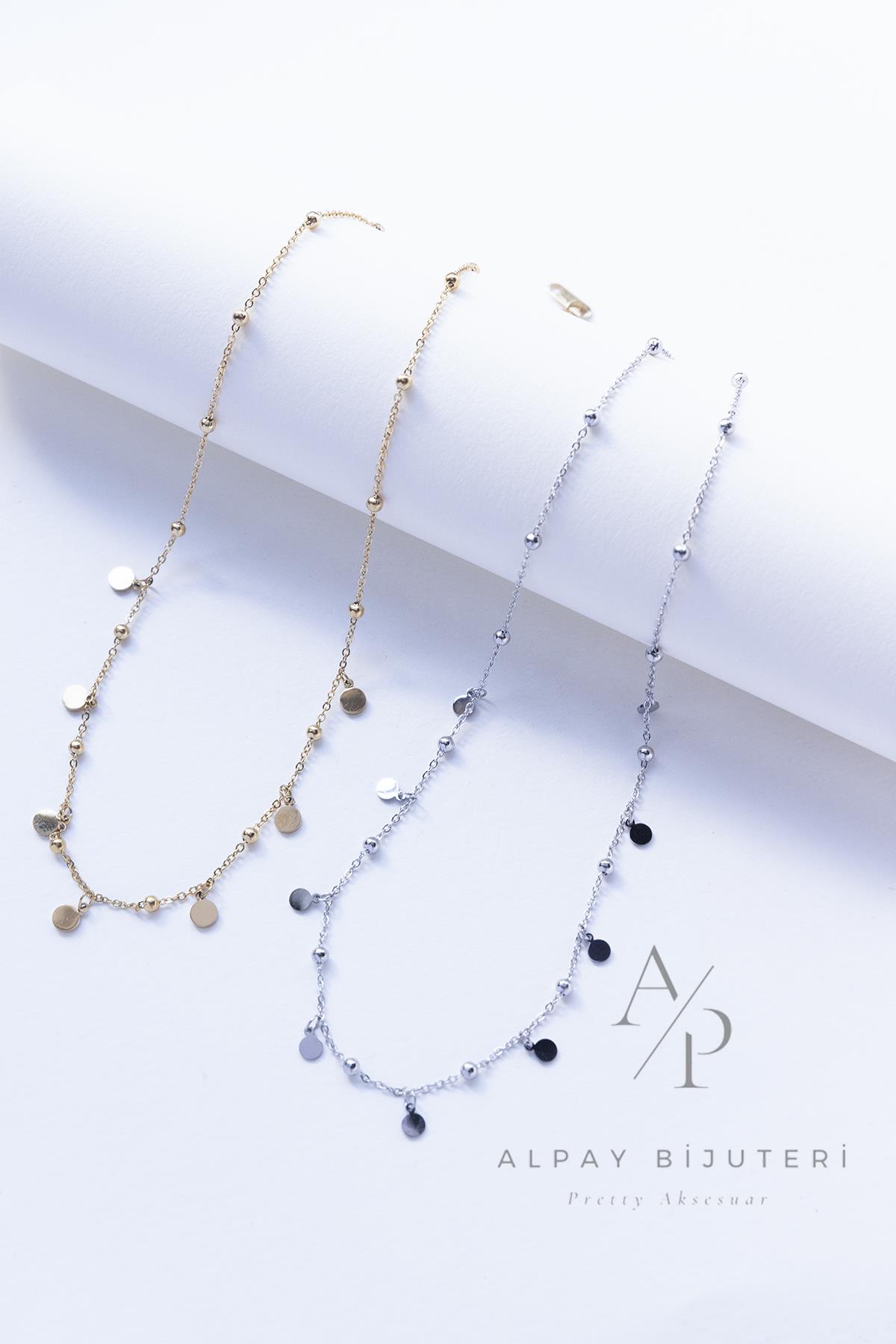 Boncuk Charm Çelik Kolye