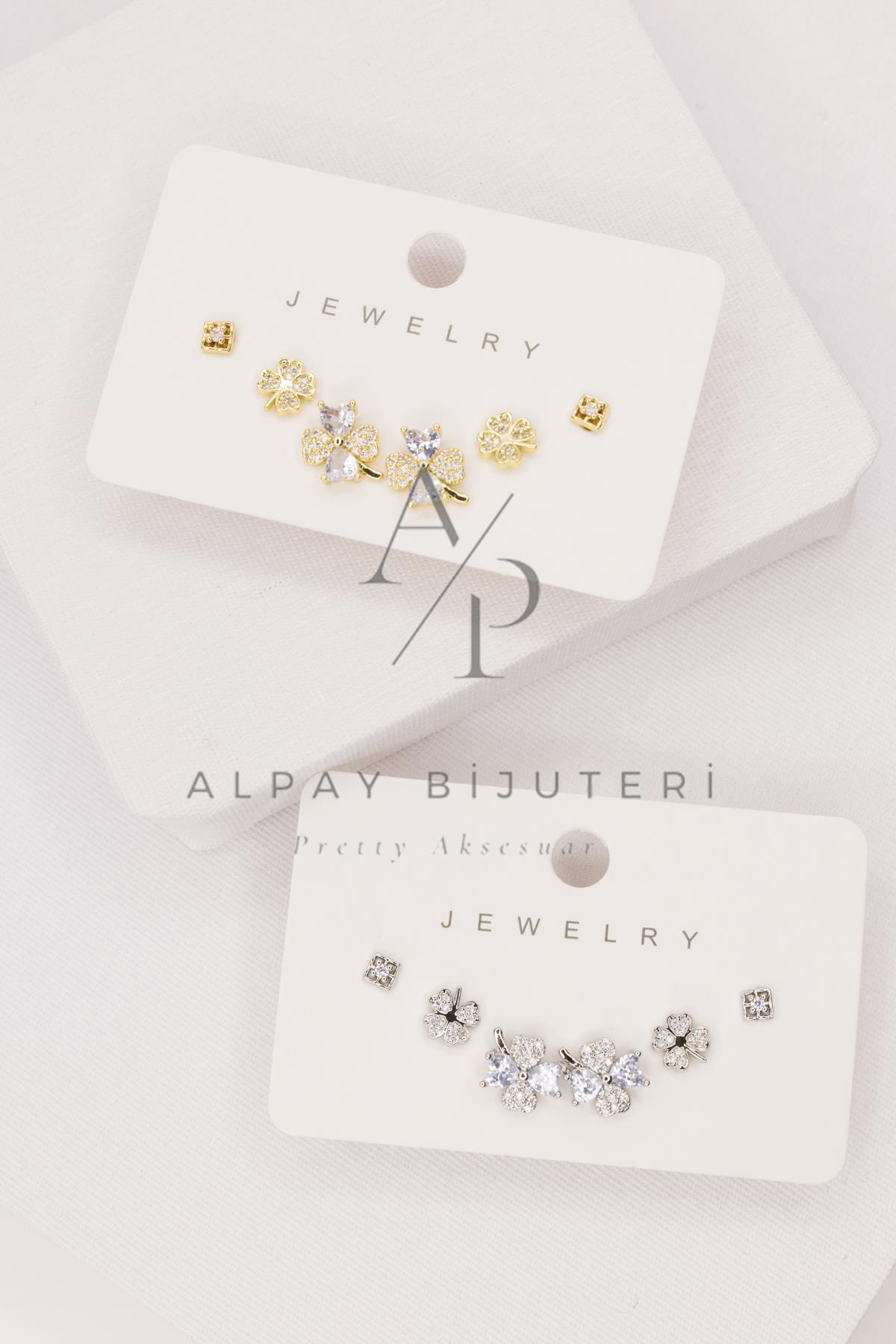 Altılı Şık Tasarım Küpe