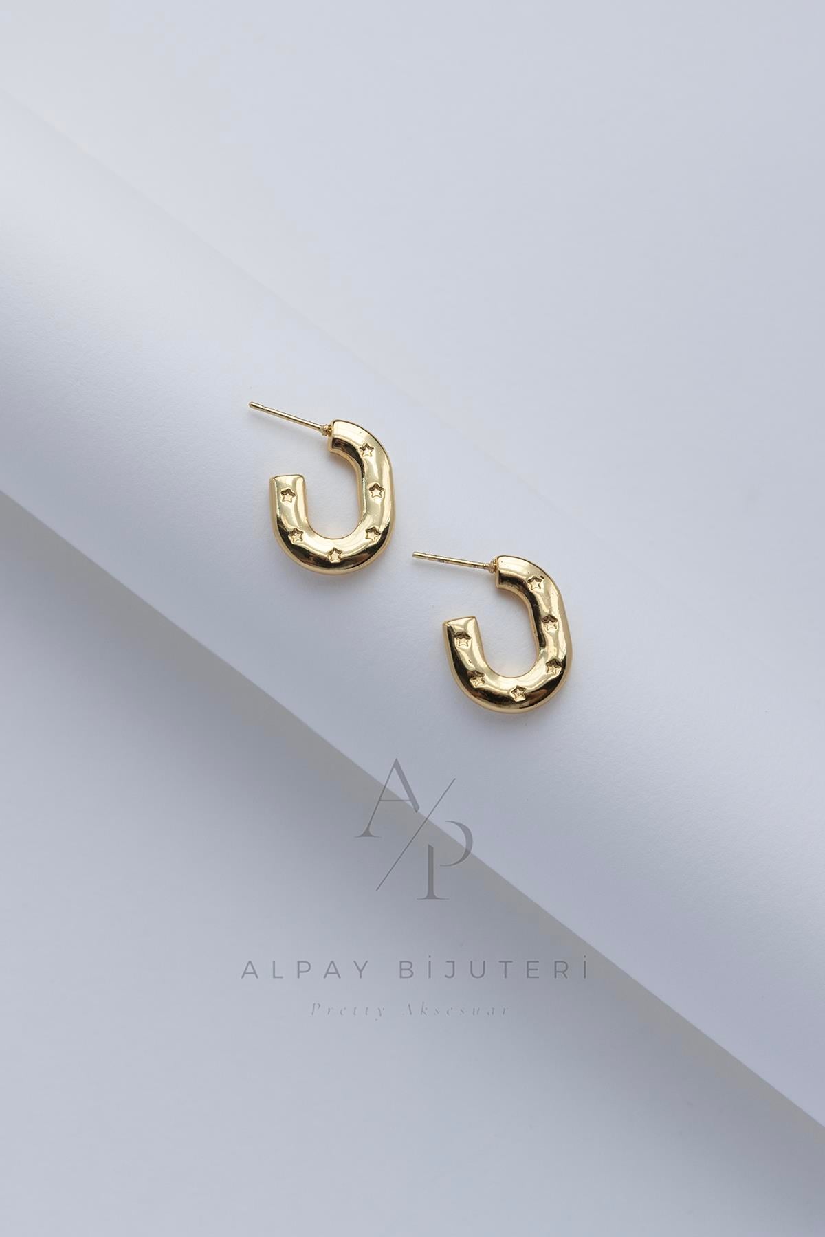 Yıldız Baskılı Çelik Küpe