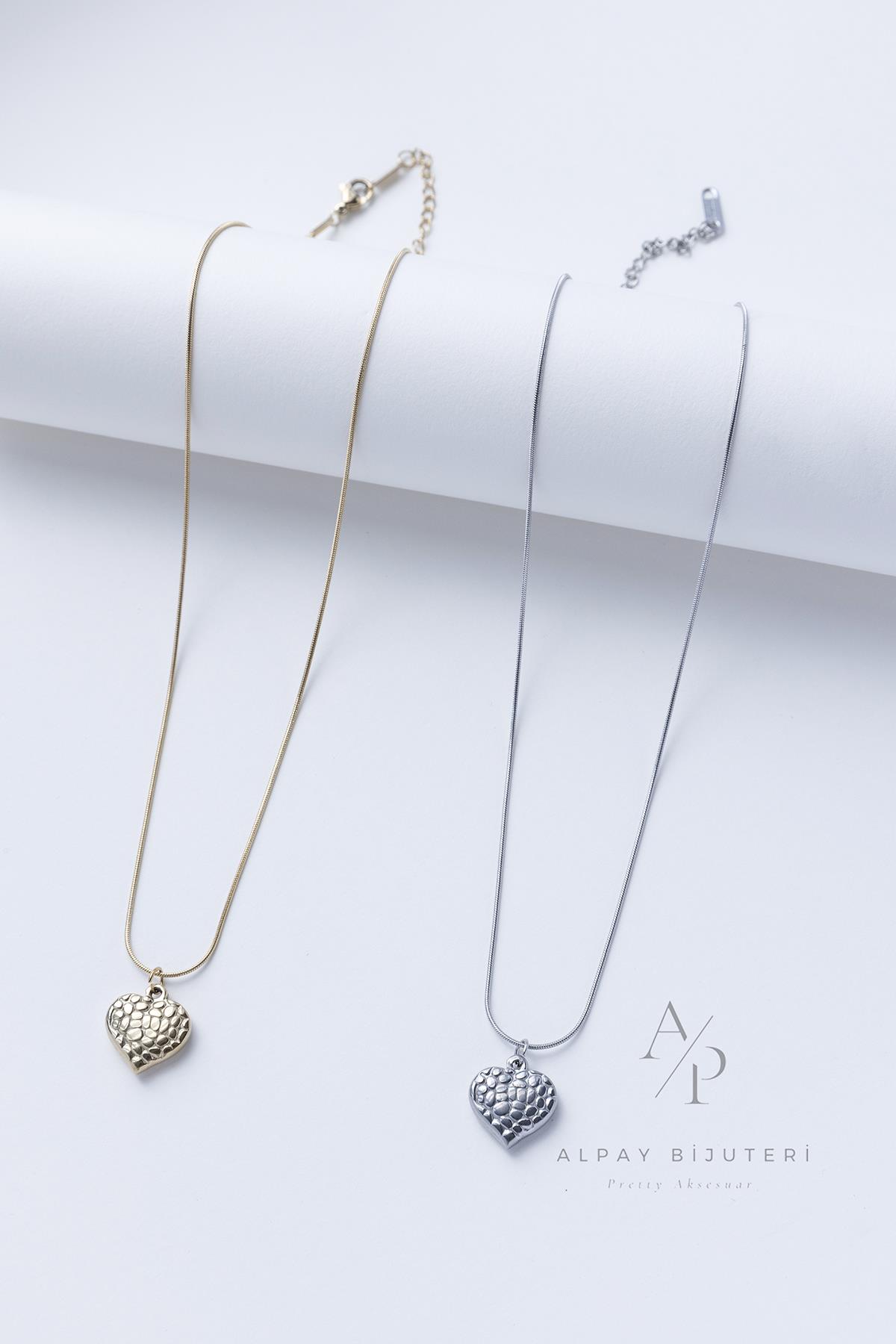 Kalp Model Çelik Kolye