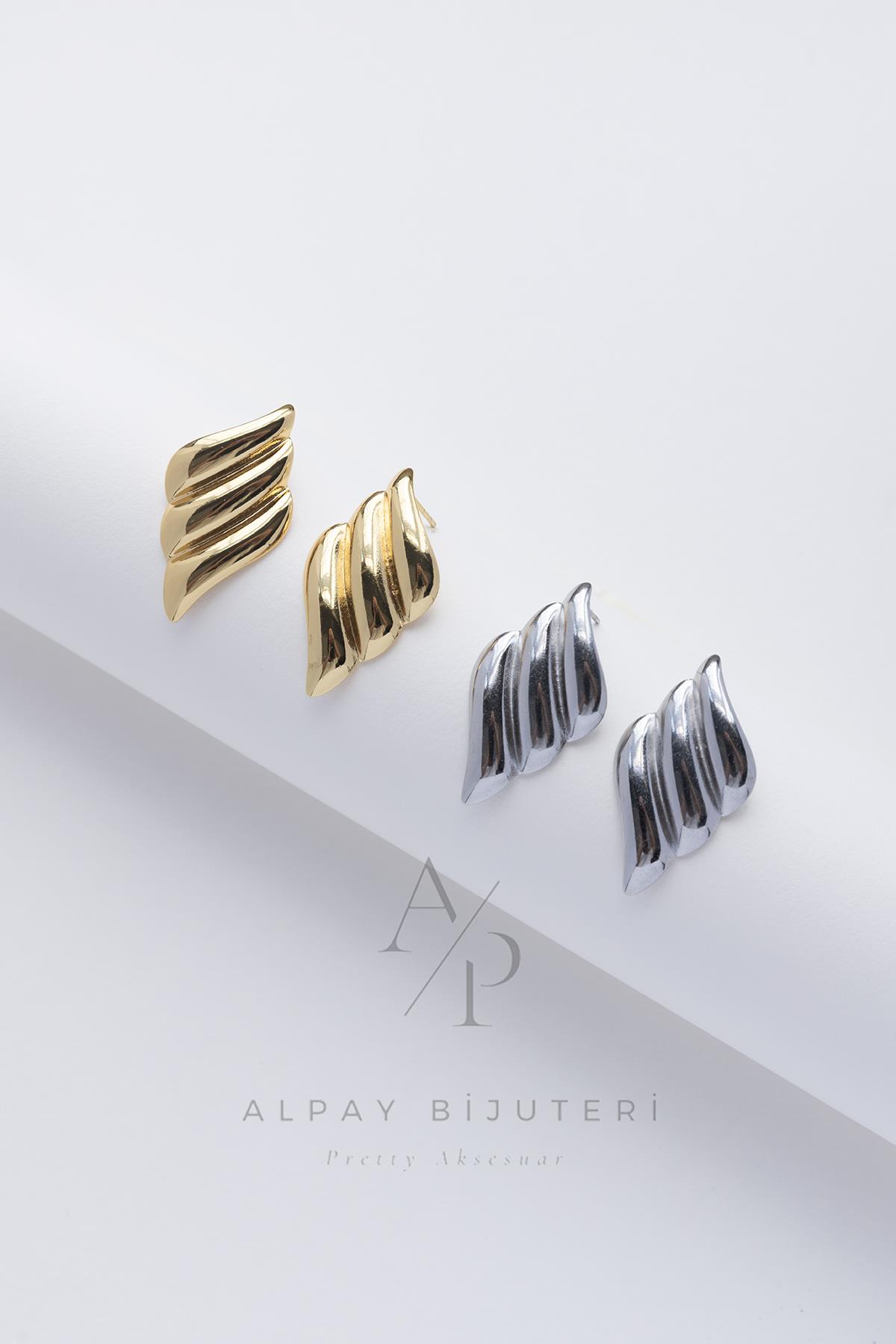  Kanat Tasarım Çelik Küpe