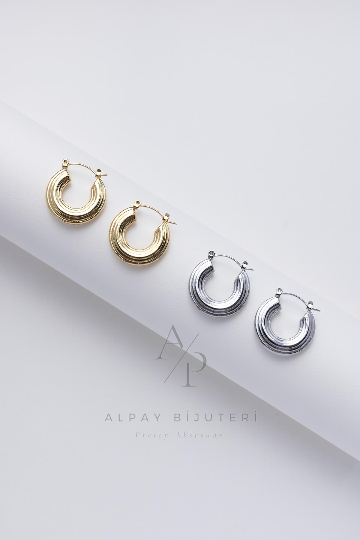 Çizgisel Halka Çelik Küpe