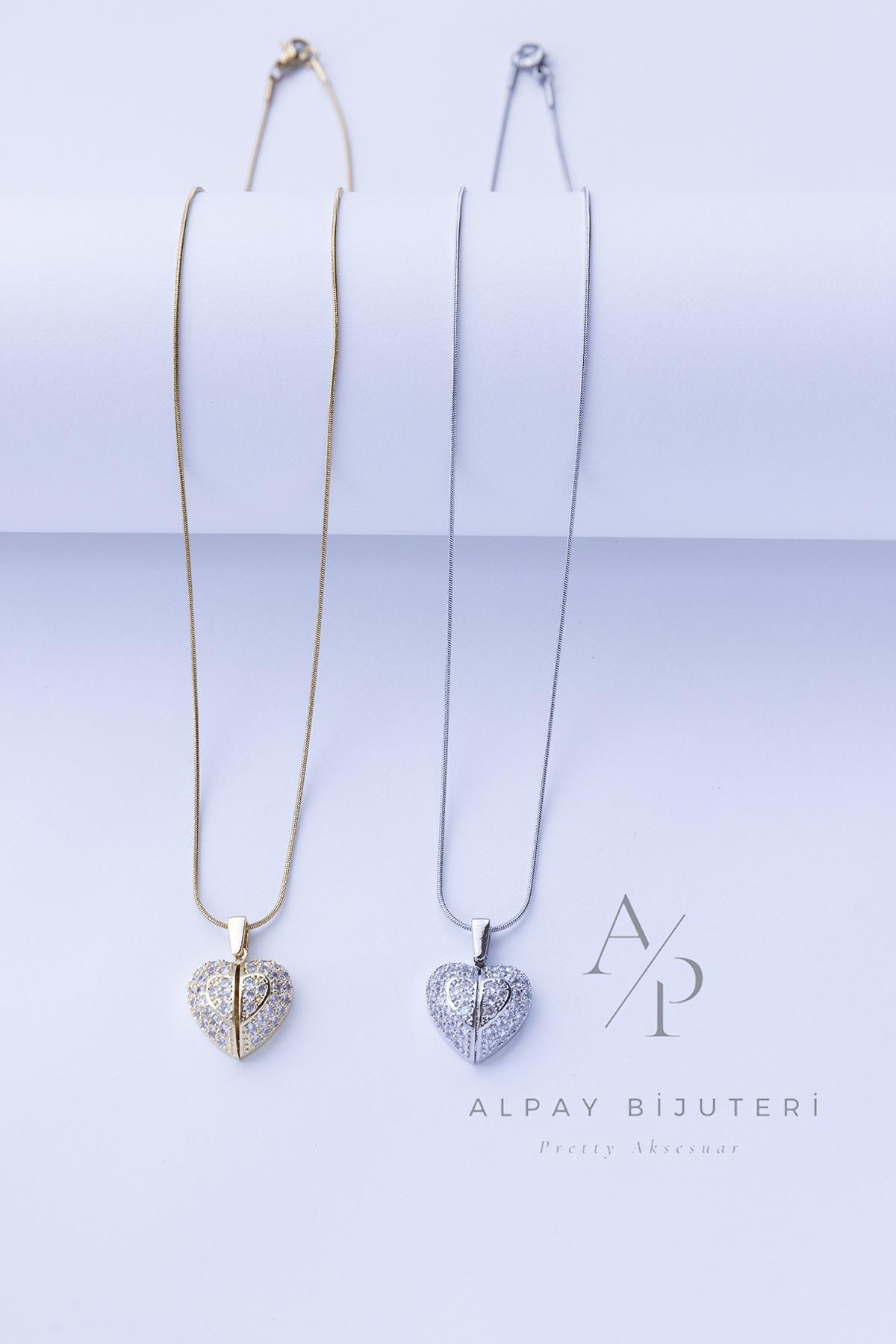 Parıltılı Kalp Model Çelik Kolye