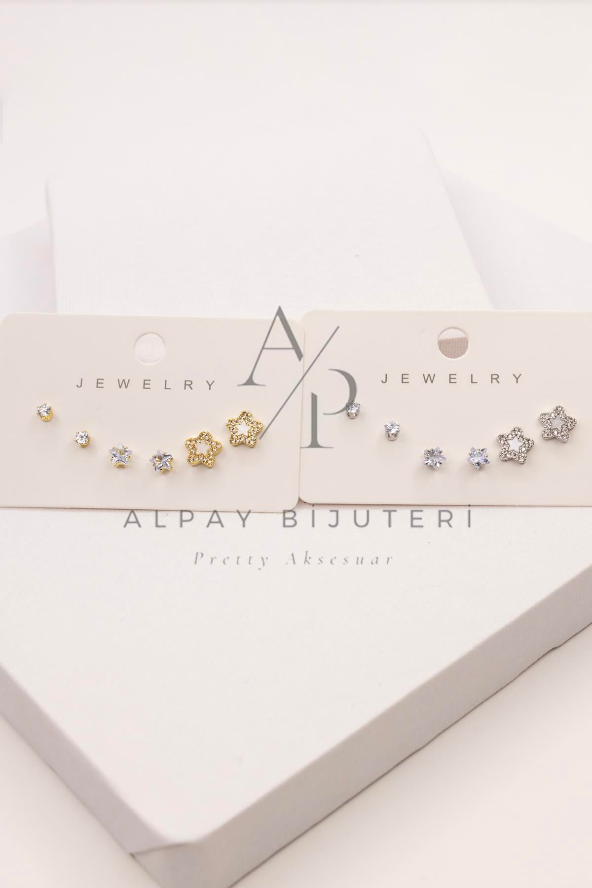 Altılı Şık Tasarım Küpe