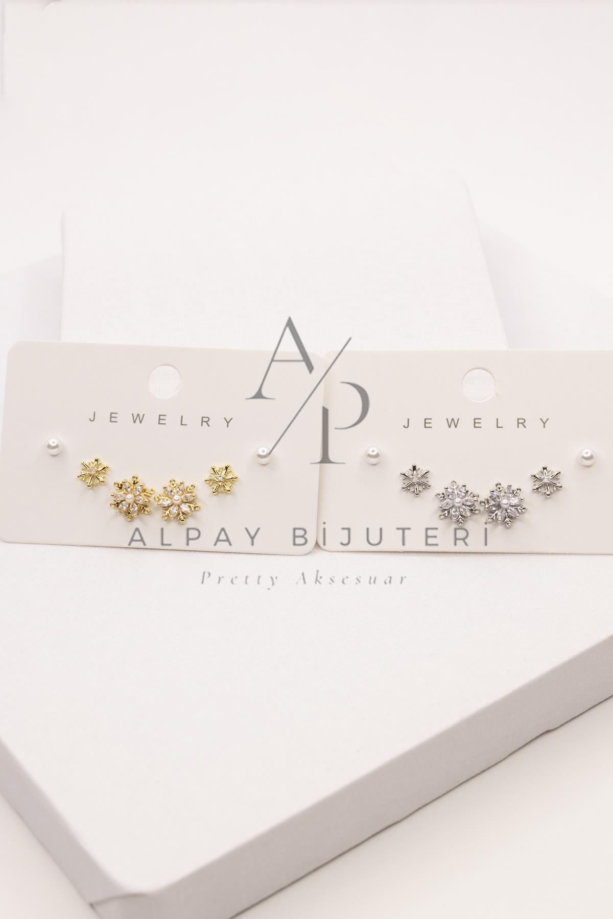 Altılı Şık Tasarım Küpe