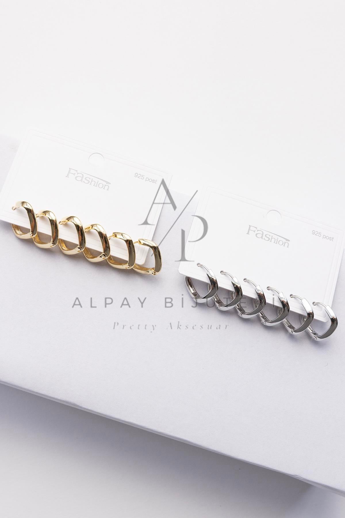 Altılı Şık Tasarım Küpe