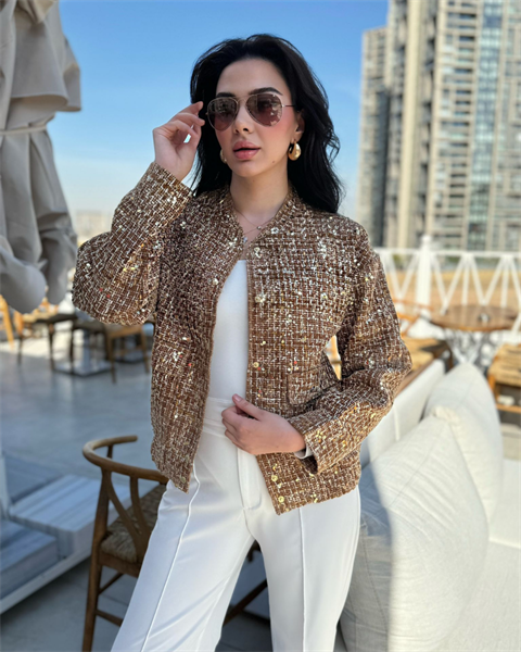 Shakira Gold Pullu Ceket