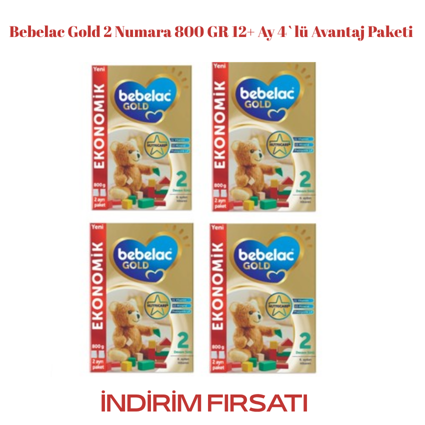 Bebelac Gold 2 Numara 800 GR 12+ Ay 4`lü Avantaj Paketi 