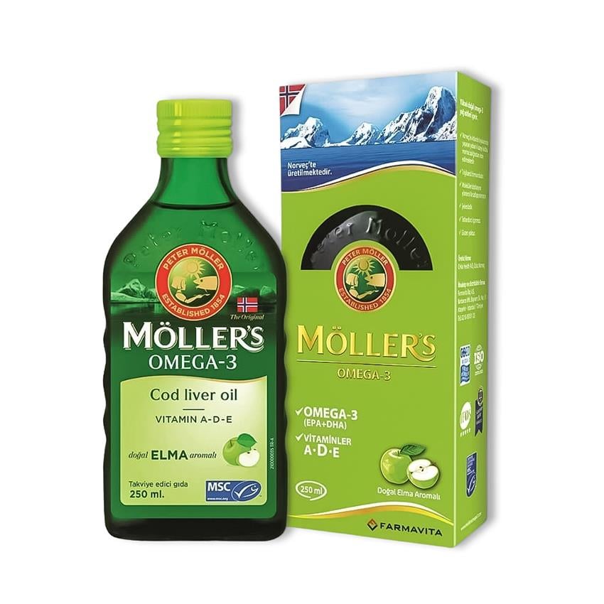 Möller's Omega 3 Doğal Elma Aromalı Balık Yağı Şurubu 250 ml