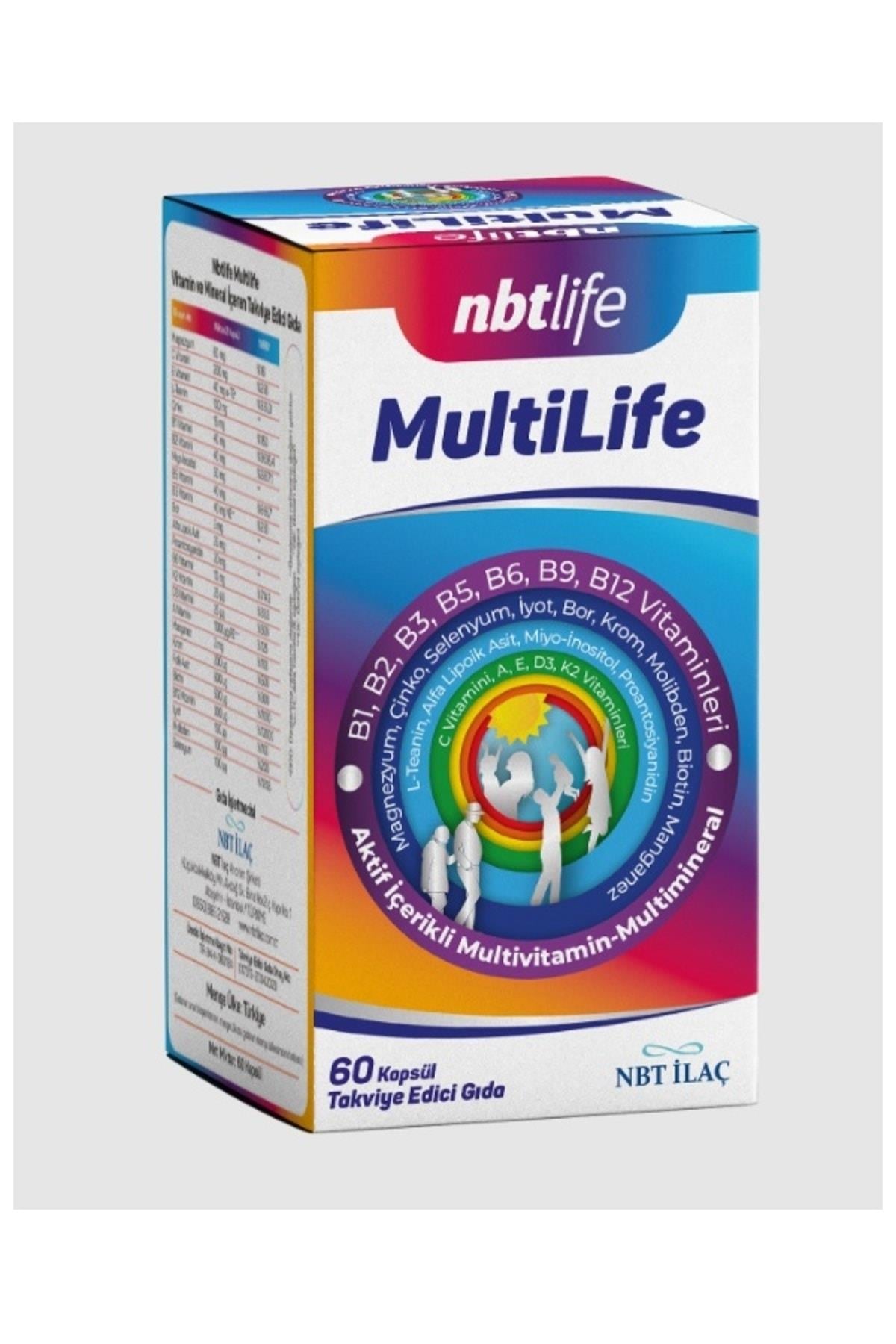 Nbt İlaç NBT Life Multilife Aktif İçerikli Multivitamin Multimineral Takviye Edici Gıda 60 Kapsül