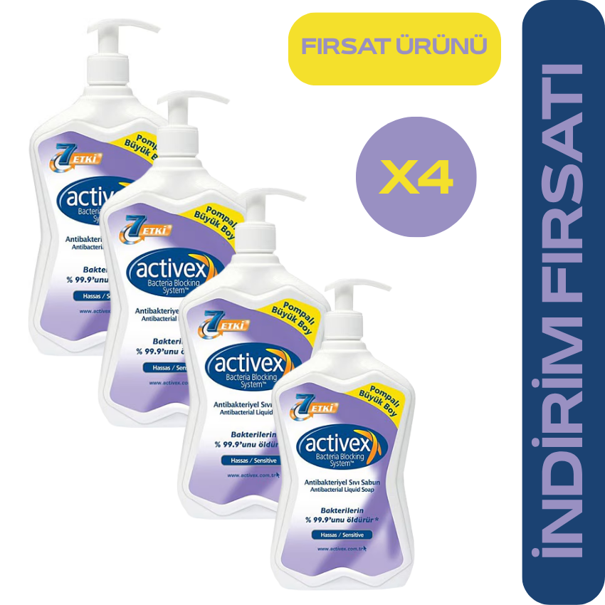 Activex Hassas Koruma Antibakteriyel Sıvı Sabun 700 ml 4 Adet