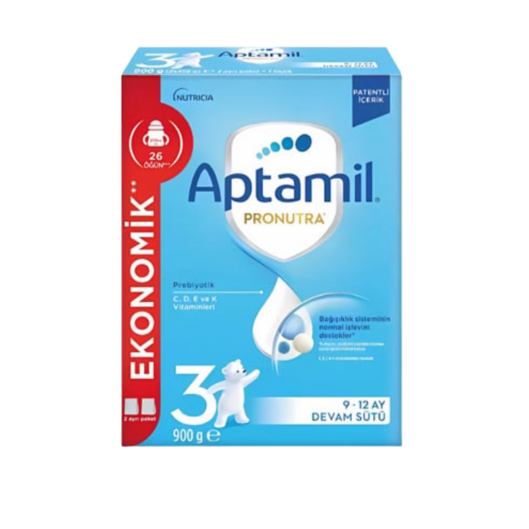 Aptamil Pronutra 3 Devam Sütü 900 gr – 9-12 Ay Bebekler İçin Gelişim ve Bağışıklık Desteği