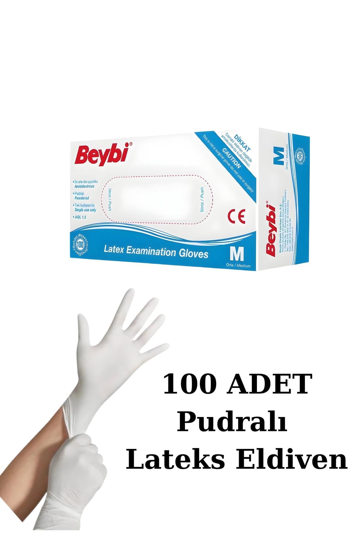 Beybi Eldiven Lateks Pudralı Medium 100 lü