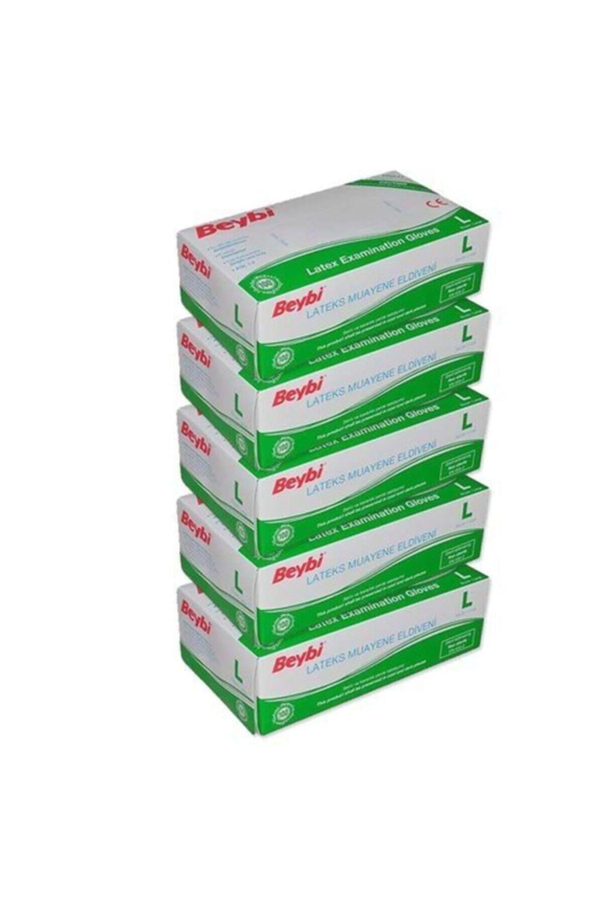 Beybi Lateks Muayene Eldiveni Pudralı Large 100'lü 5 Paket