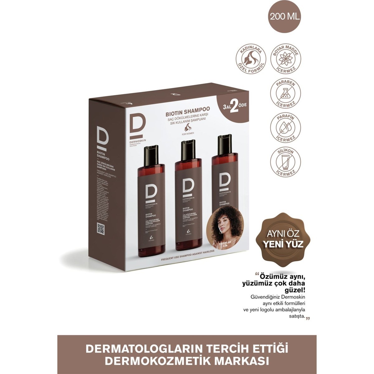 Dermoskin Biotin Şampuan Saç Dökülmesine Karşı Kadın 200 ml - 3 Al 2 Öde