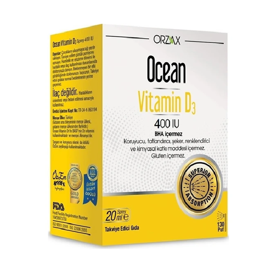 Ocean Vitamin D3 Sprey 400 Iu 20 ml
