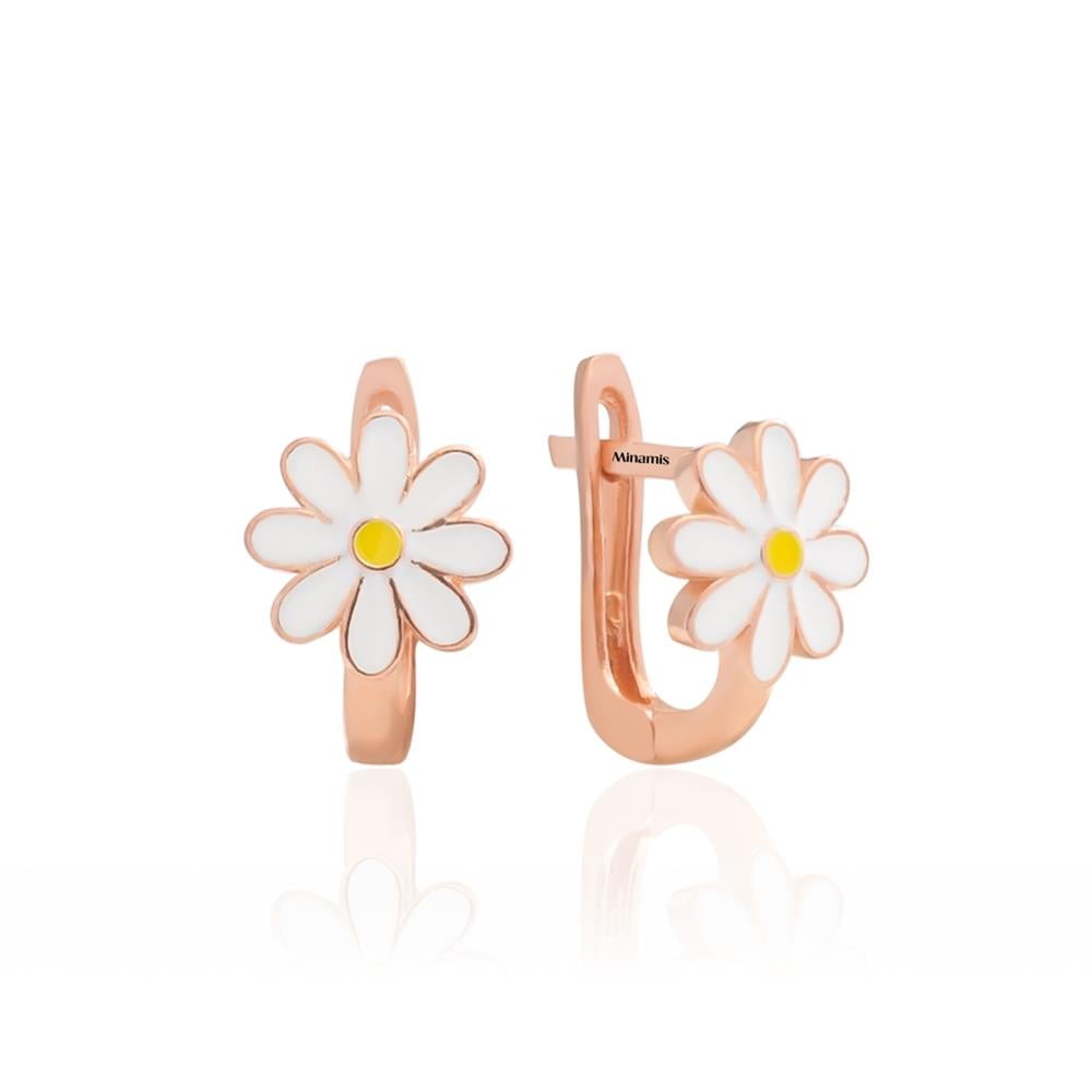 Minimalist Mineli Klipsli Papatya Küpe Rose