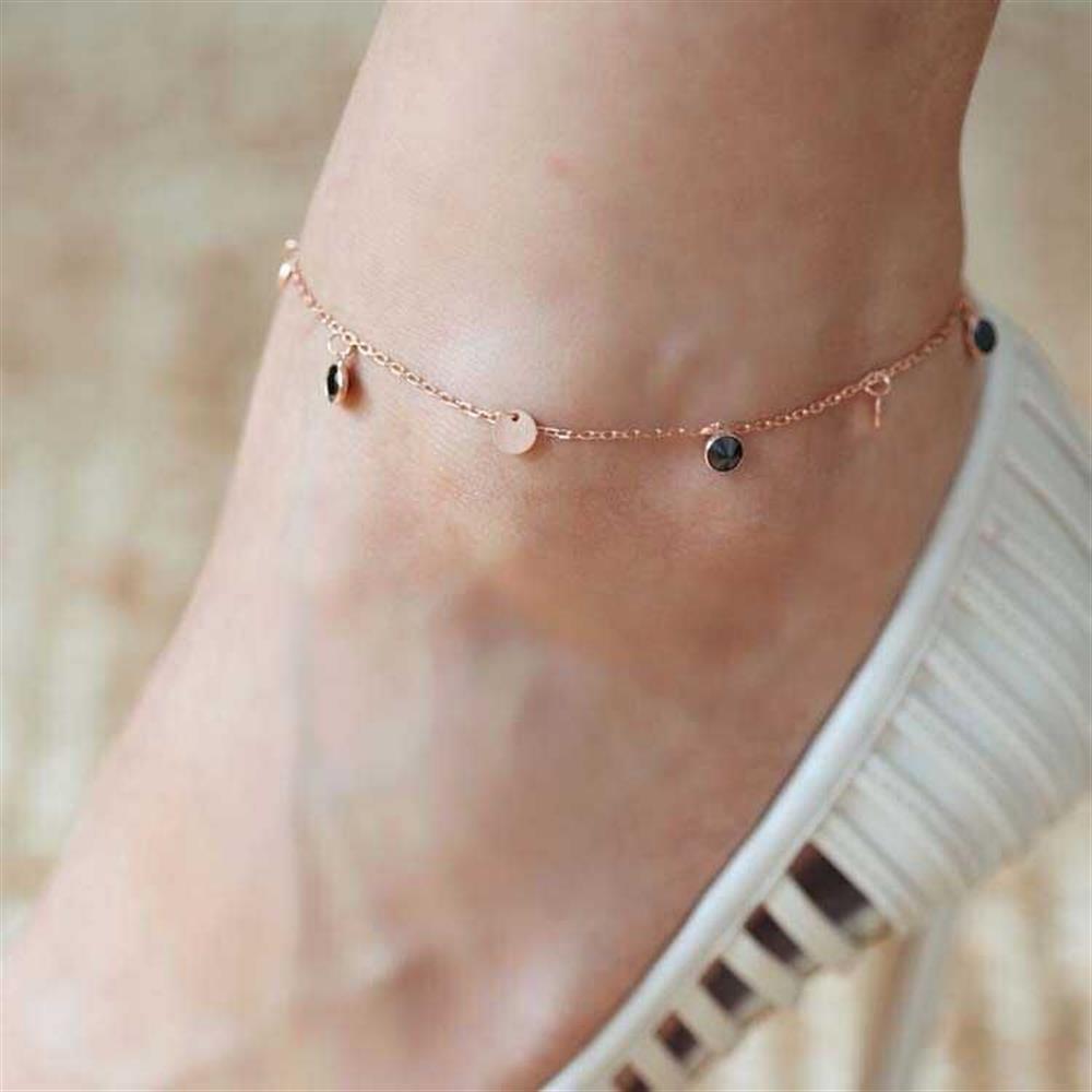 Siyah Taşlı Pullu 925 Ayar Gümüş Halhal