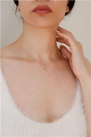 Gözlü Üç Boyutlu I Harfli Kadın Kolye