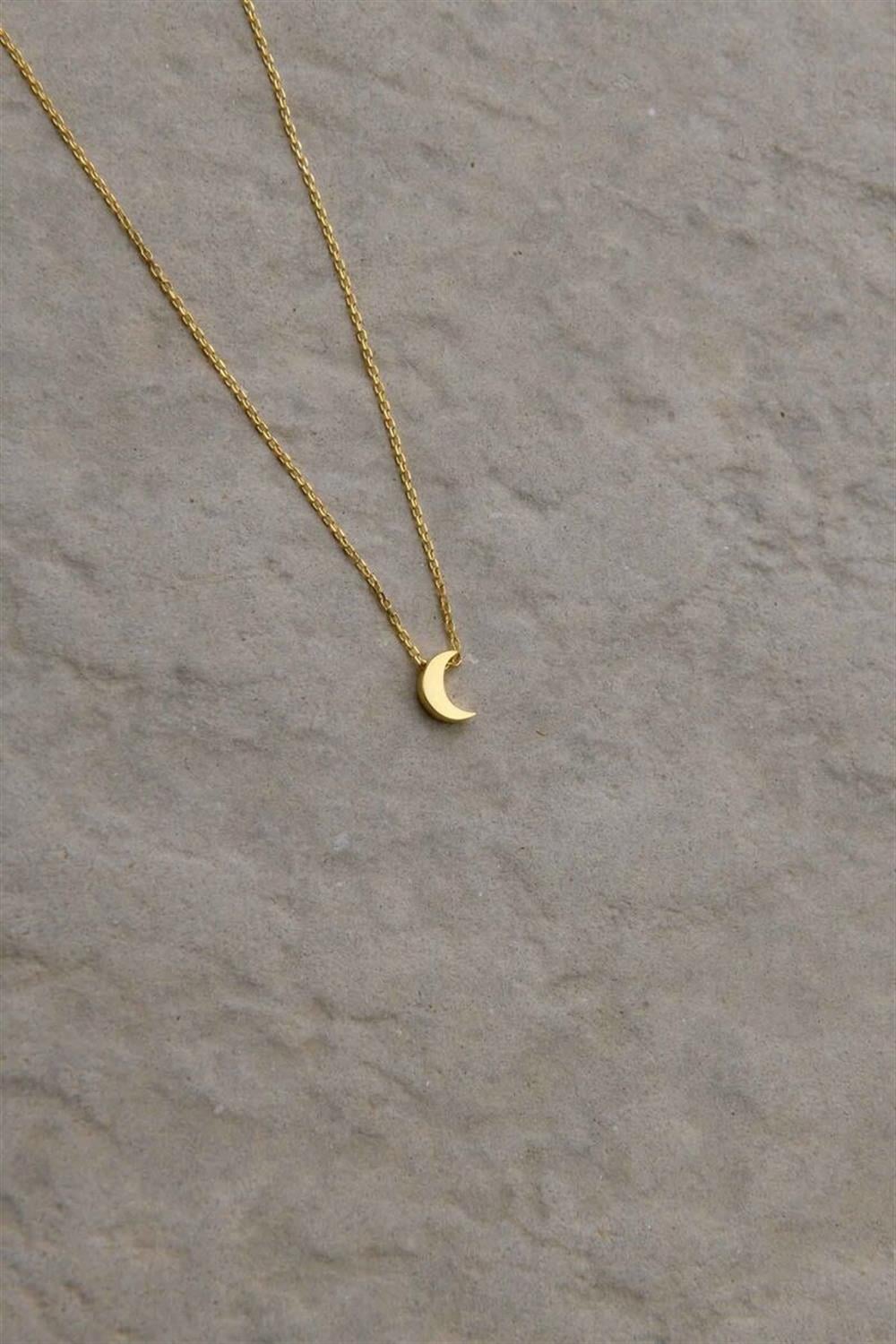 3 Boyutlu Ay 925 Ayar Gümüş Kolye